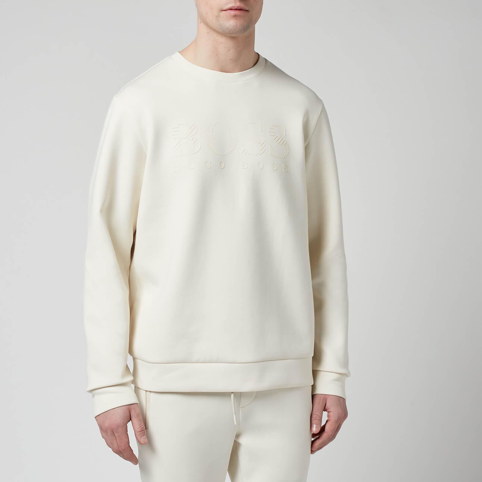 BOSS Green Salbo Iconic Crewneck Sweatshirt in White for Men | Lyst