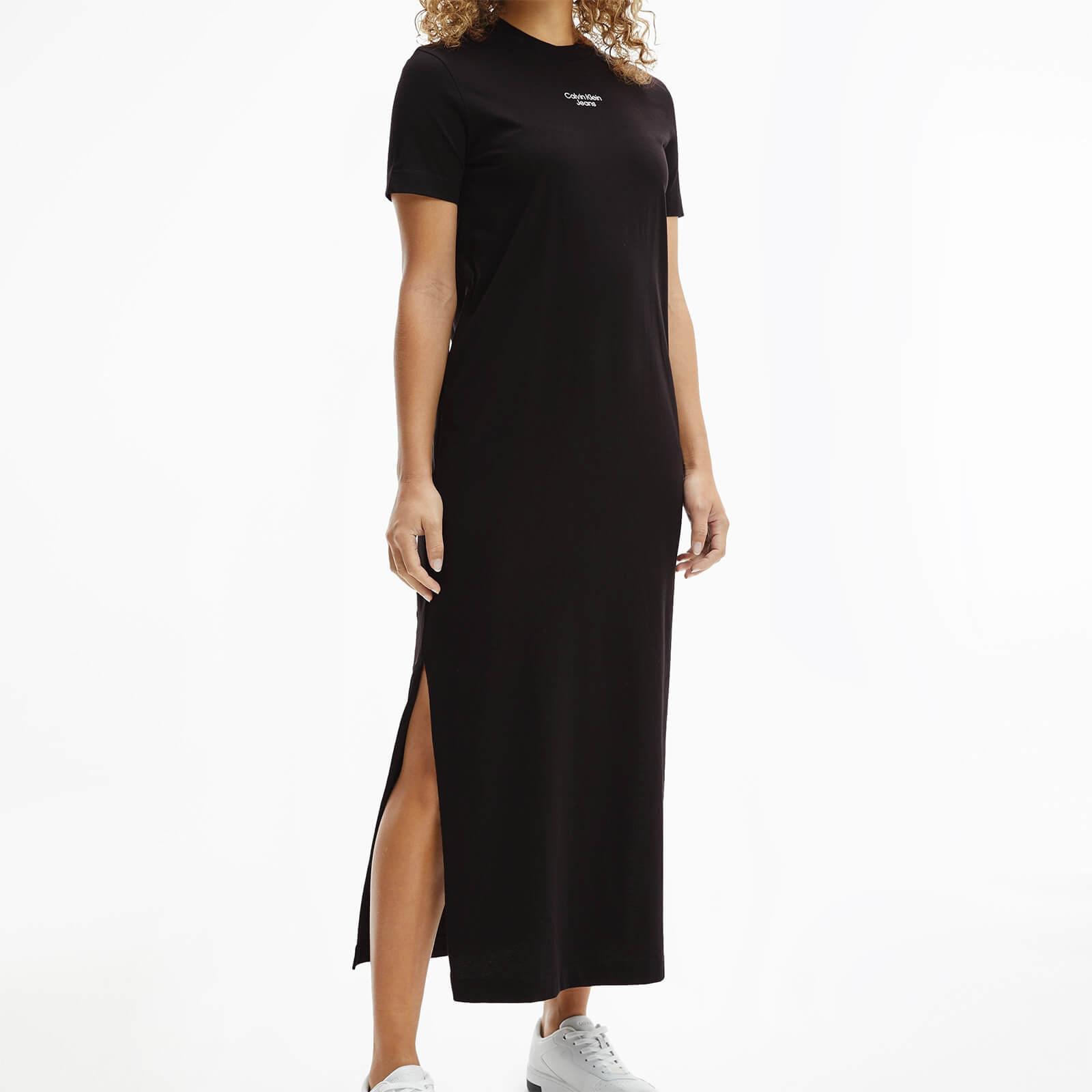 Calvin Klein Stacked Logo T-shirt Dress in Black | Lyst