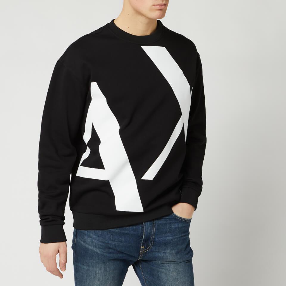 Armani Exchange Cotton Oversized Mega Logo Crew Sweatshirt in Black for Men - Lyst