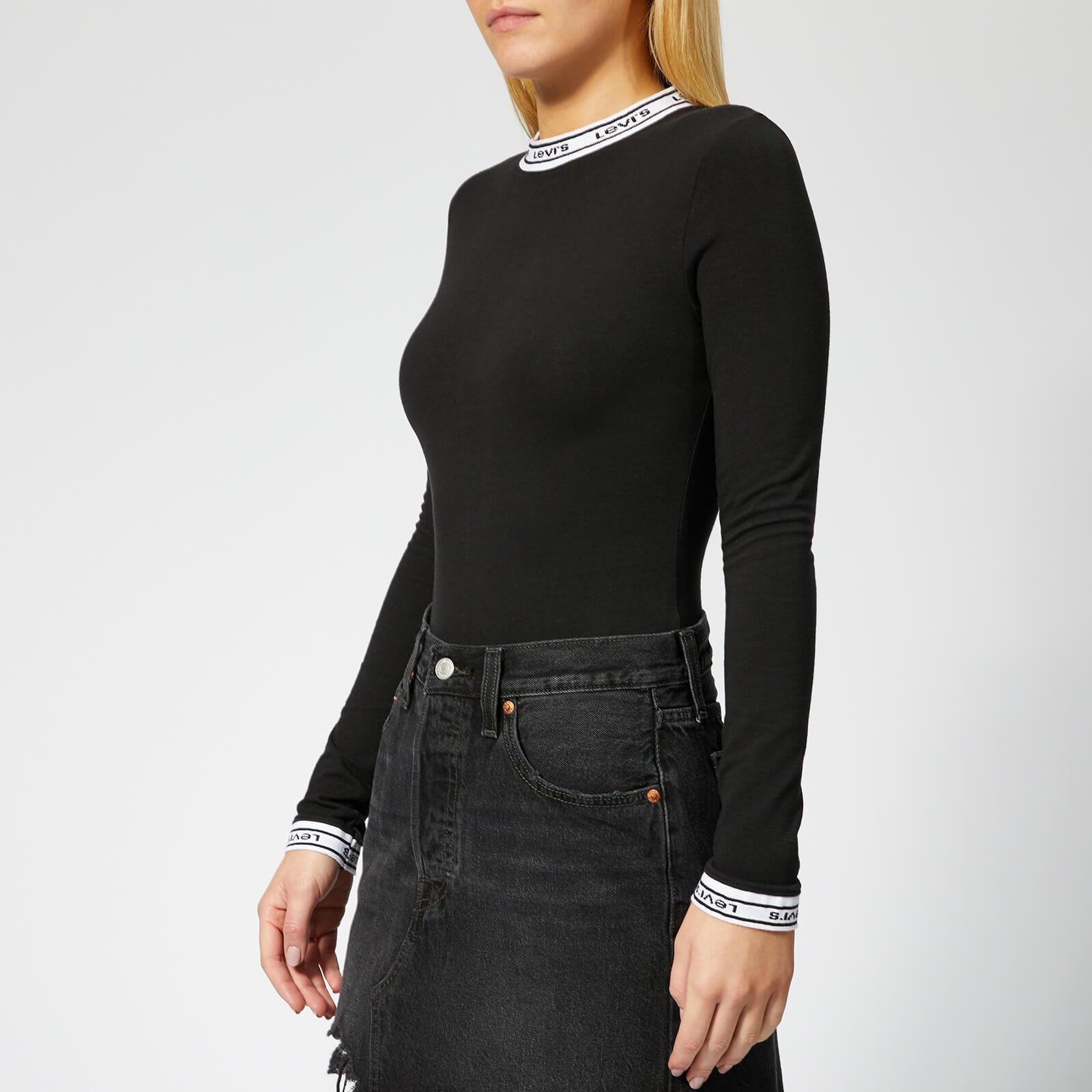 Cotton Long Sleeve Bodysuit in Black 