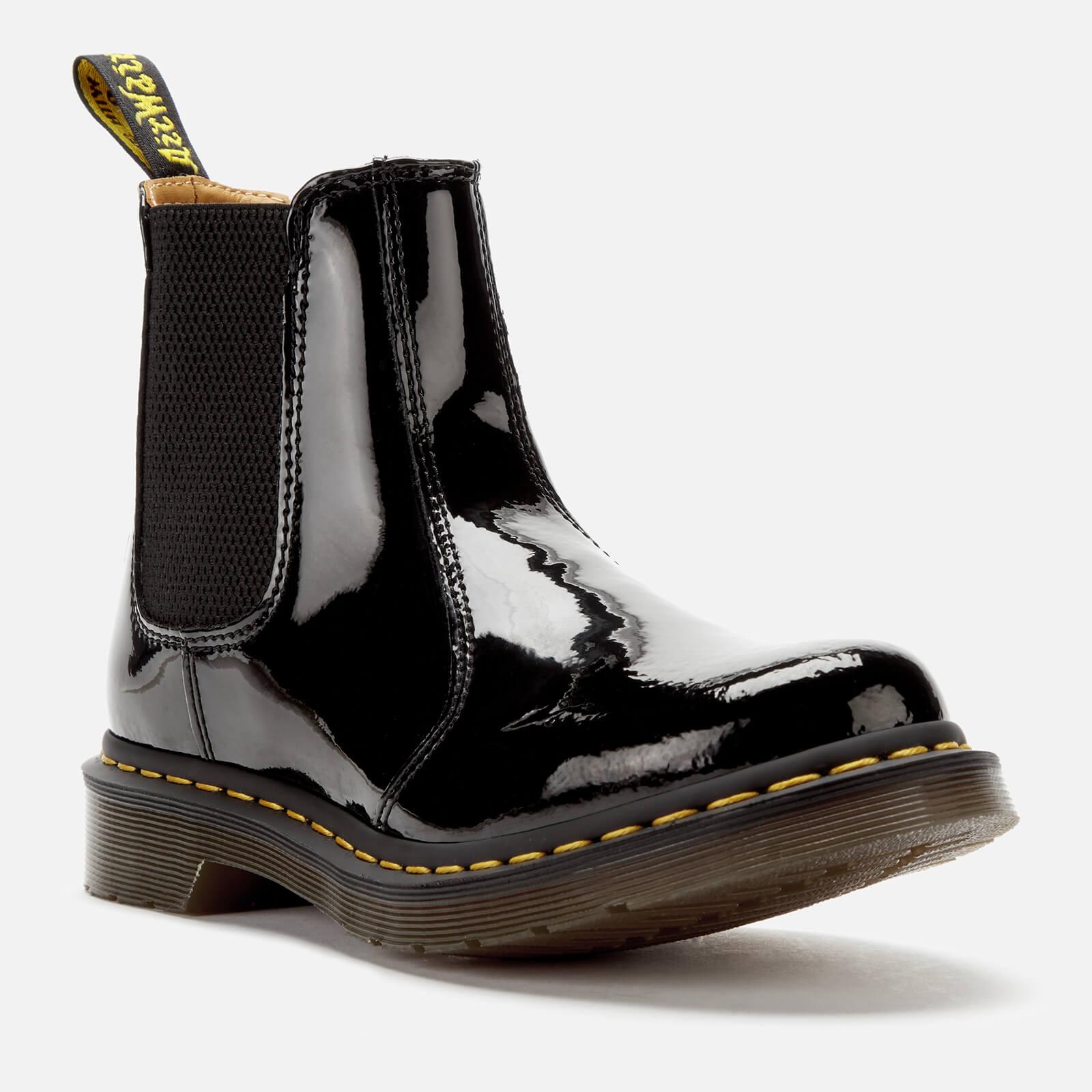 black patent doc marten chelsea boots