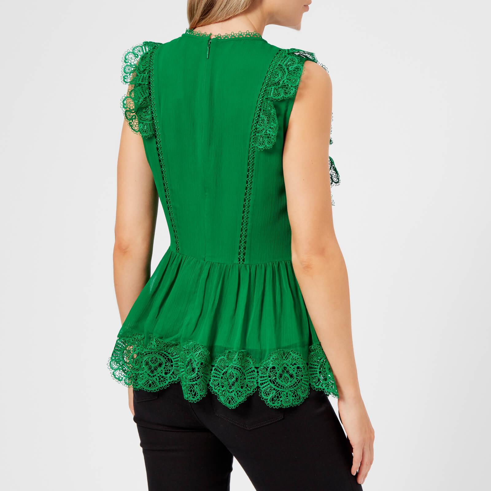 Ted Baker Omarri Mixed Lace Peplum Slvls Top in Green | Lyst