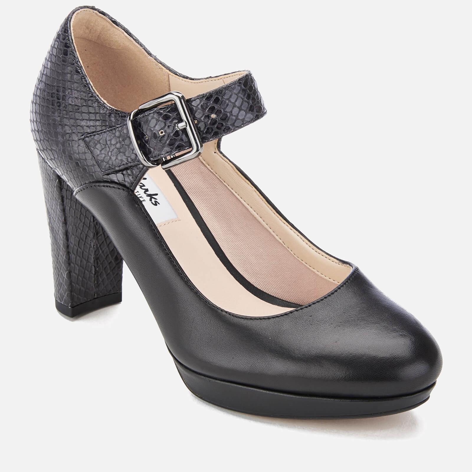 Clarks Kendra Gaby Leather Mary Jane Heels in Black | Lyst