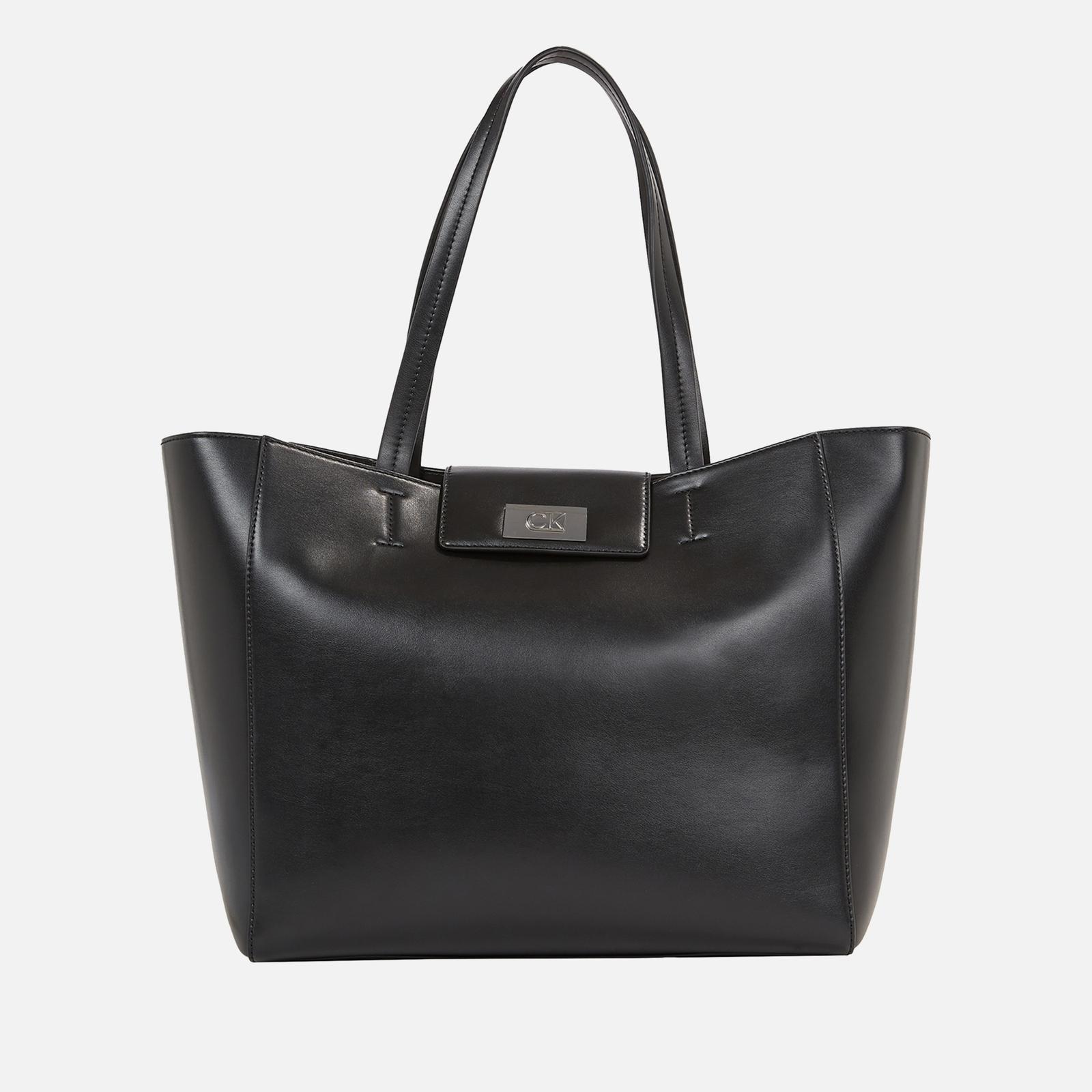 Calvin Klein Ck Push Faux Leather Medium Shopper Bag in Black Lyst UK