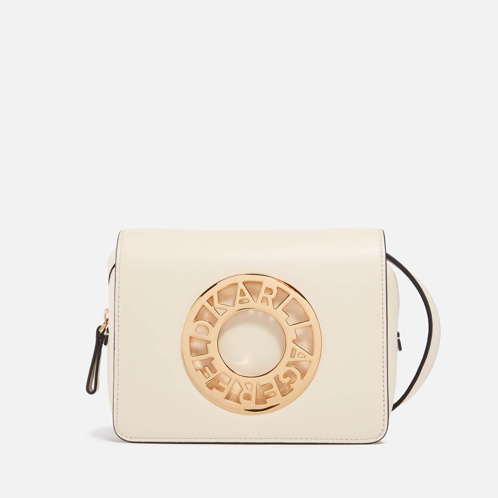 Karl Lagerfeld Disk Logo Leather Crossbody Bag in Natural | Lyst