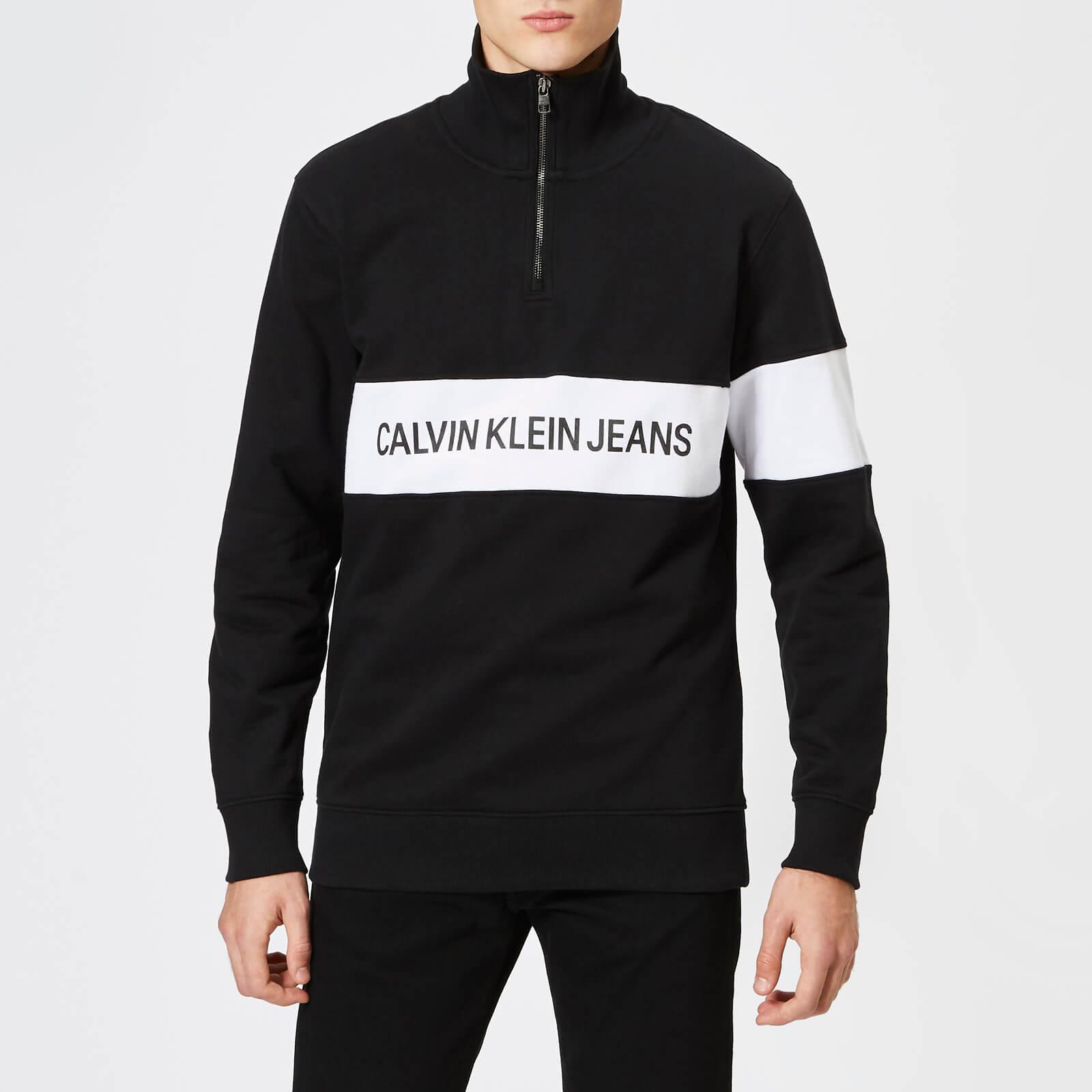 Calvin Klein Cotton Stripe Institutional Logo Half Zip Sweatshirt in Black  for Men - Lyst