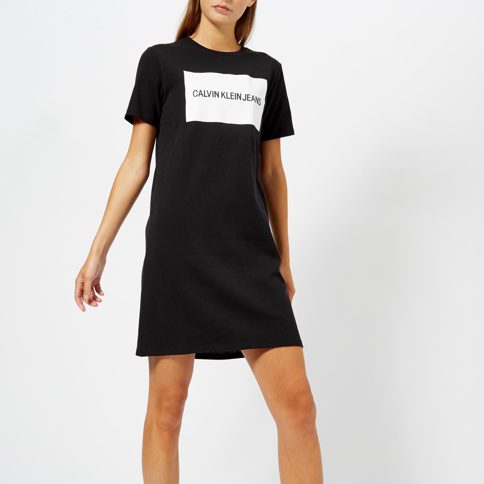 Calvin Klein Denim Institutional Box Logo T-shirt Dress in Black - Lyst