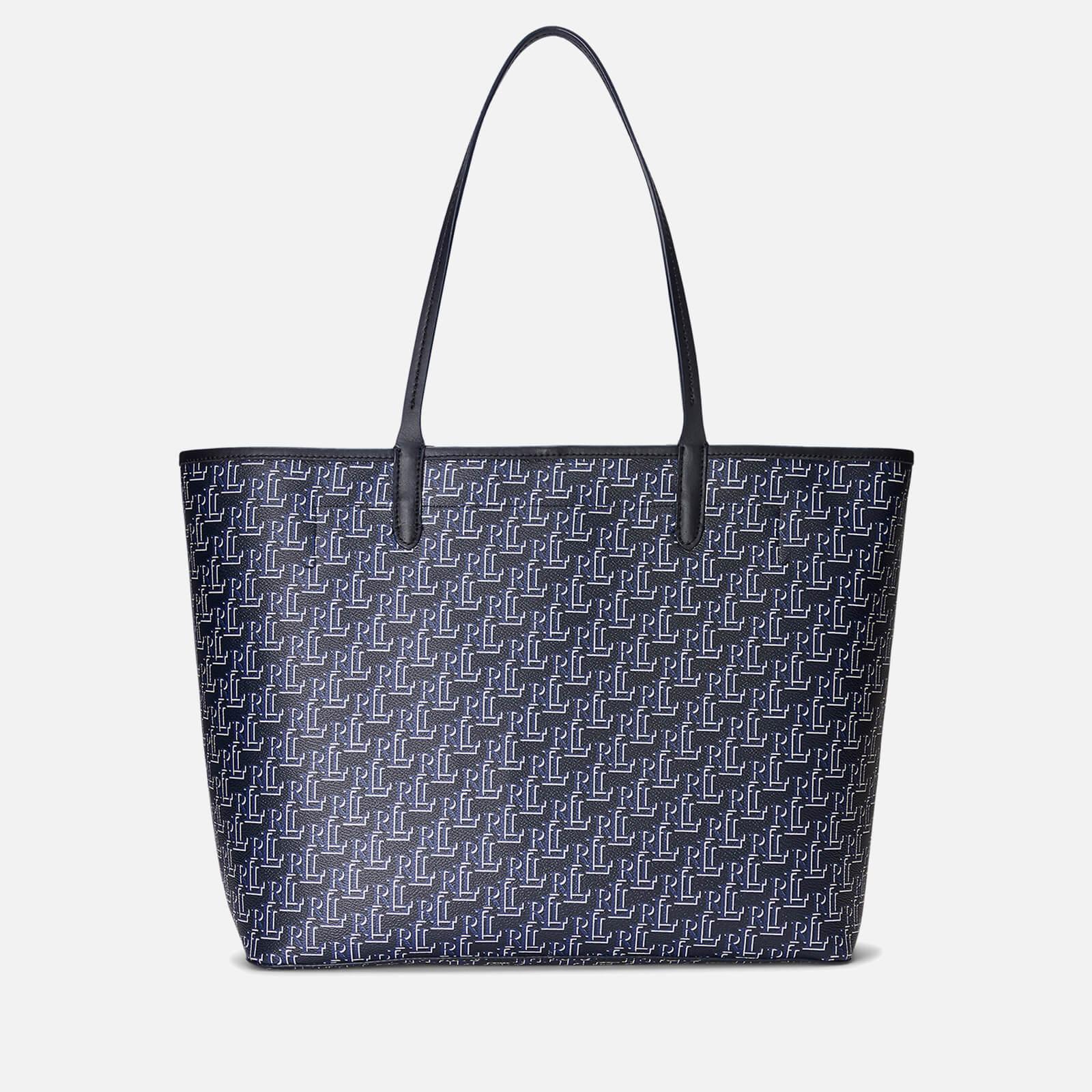 Lauren by Ralph Lauren Collins Monogram Leather Tote Bag in Blue | Lyst