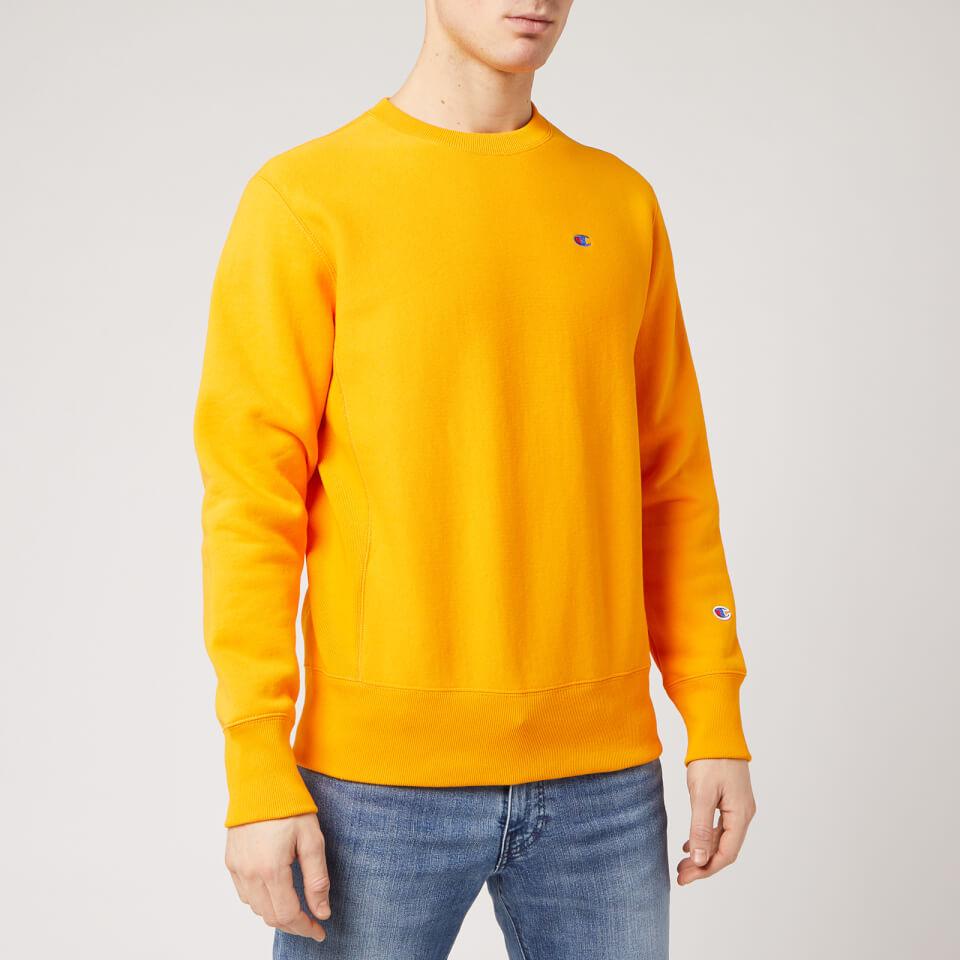 Champion Cotton Logo Crew Neck Sweatshirt in Yellow for Men - Save 26% ...