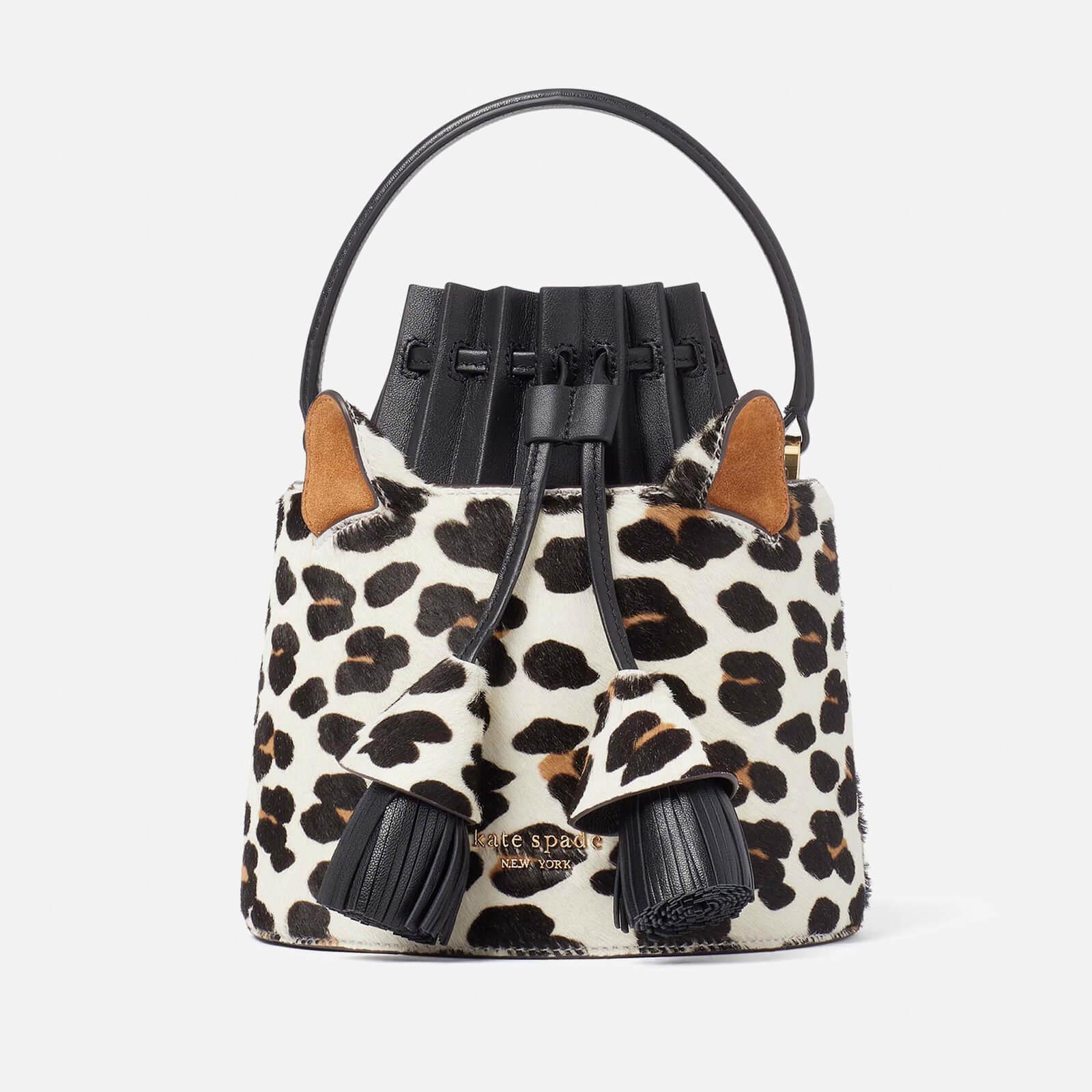 Kate Spade Buttercup Small Leopard Haircalf Bucket Bag in Black | Lyst