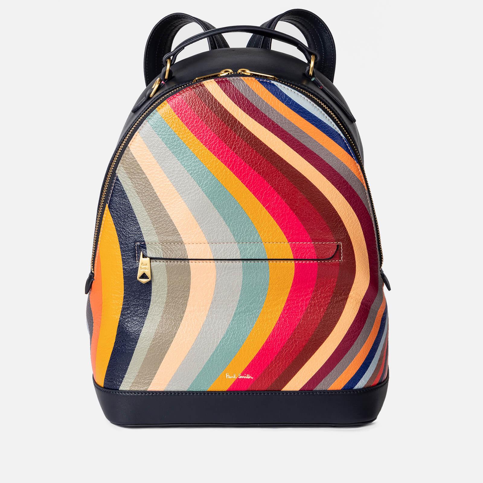 Paul Smith Swirl Striped Leather Backpack in Red