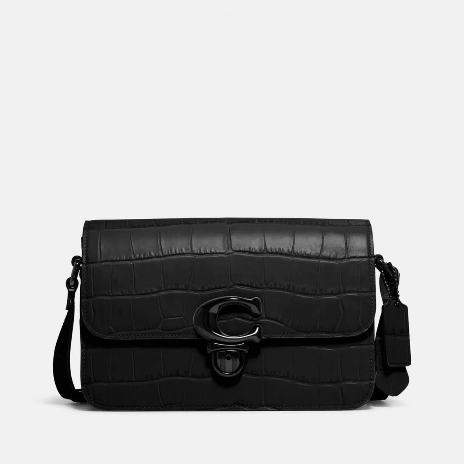 COACH Embossed Croc Studio Shoulder Bag in Black | Lyst