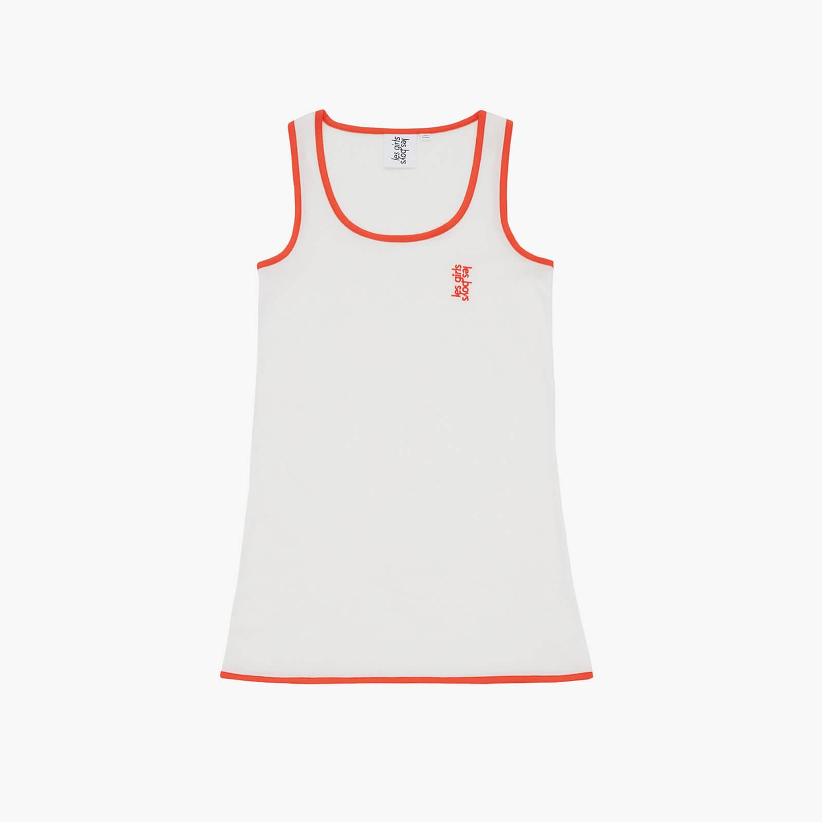 Les Girls, Les Boys Contrast Trim Jersey Vest Dress Milk & Burnt Orange
