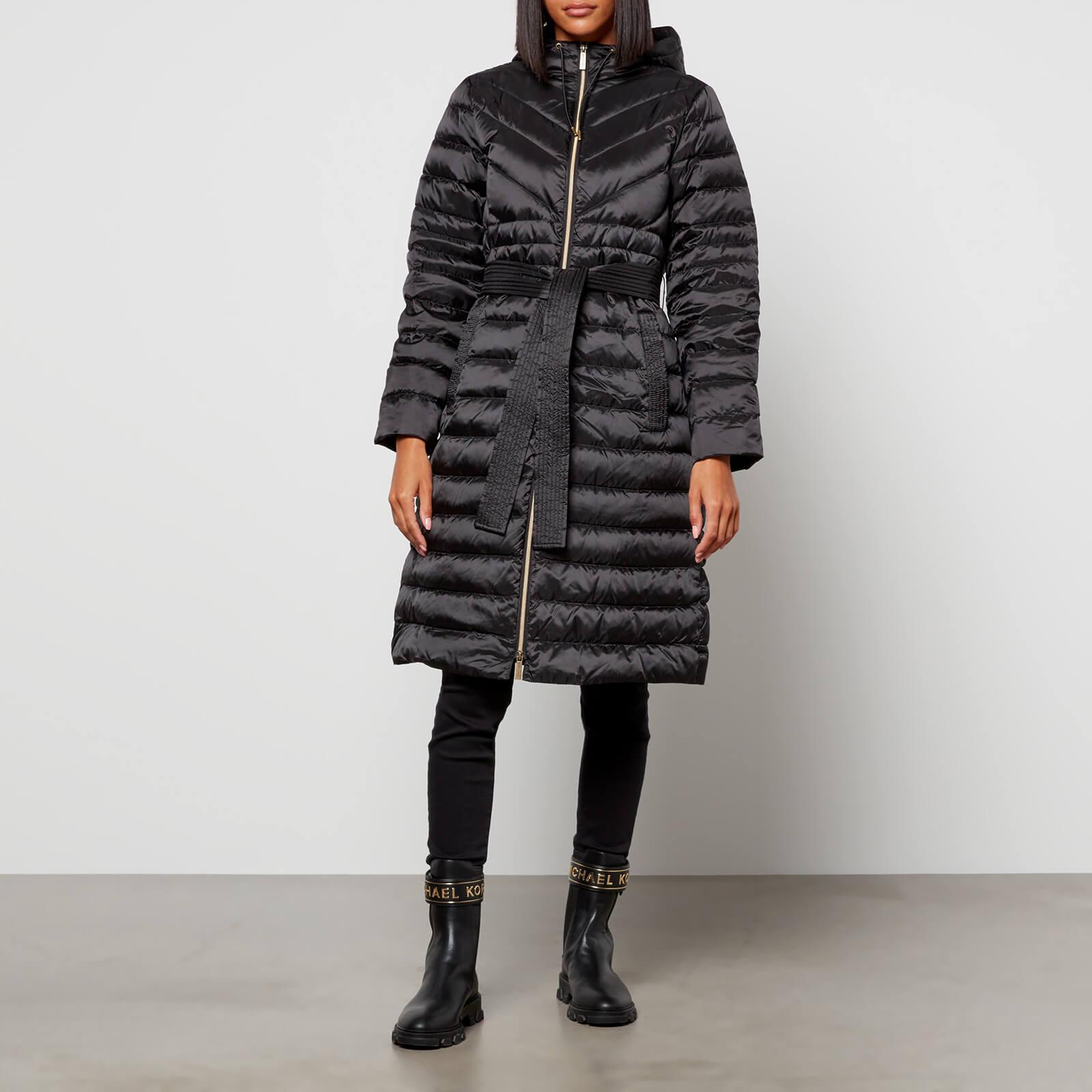 MICHAEL Michael Kors Long Fitted Puffer Jacket in Black | Lyst