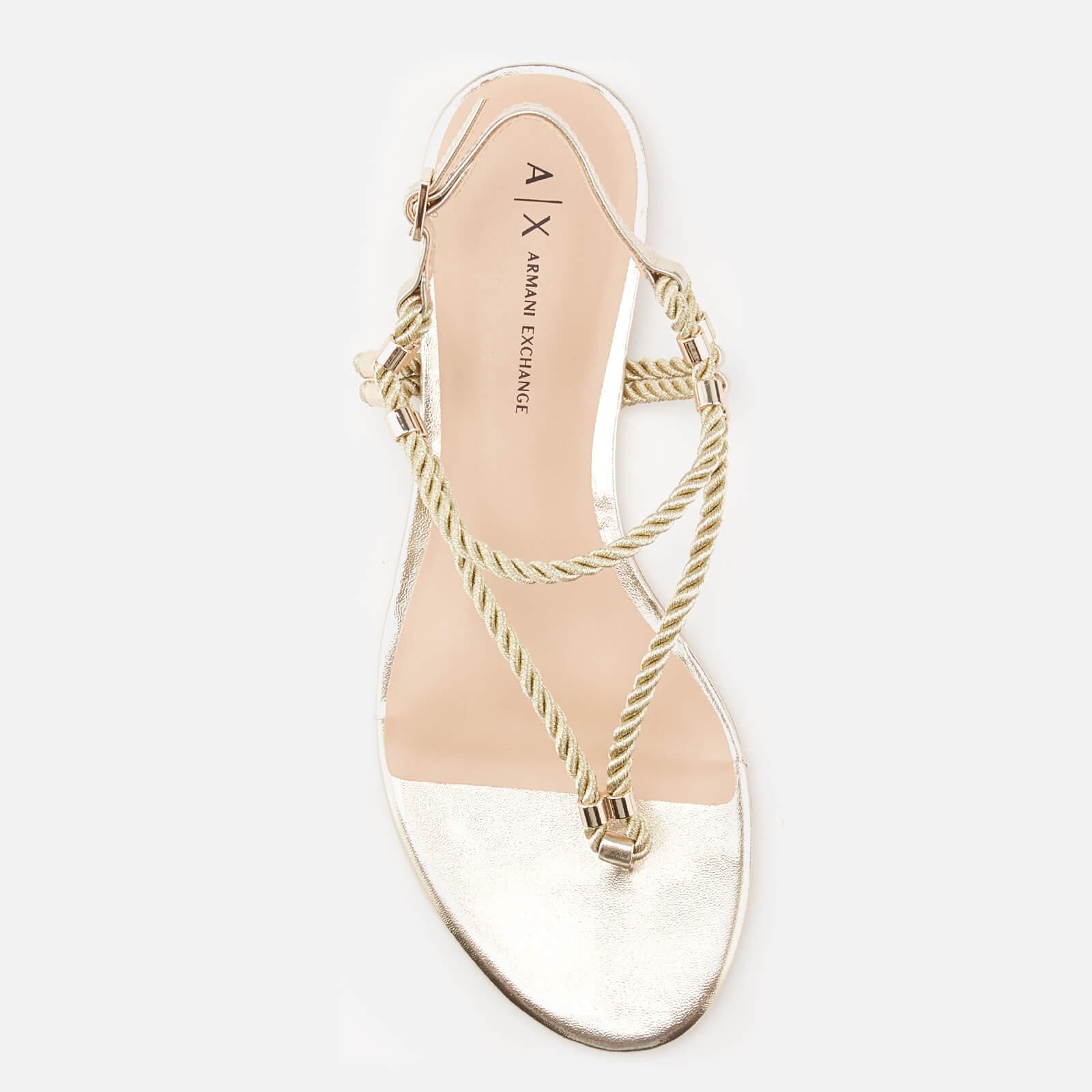 Armani Exchange Synthetic Rope T-bar Sandals in Gold (Metallic) | Lyst