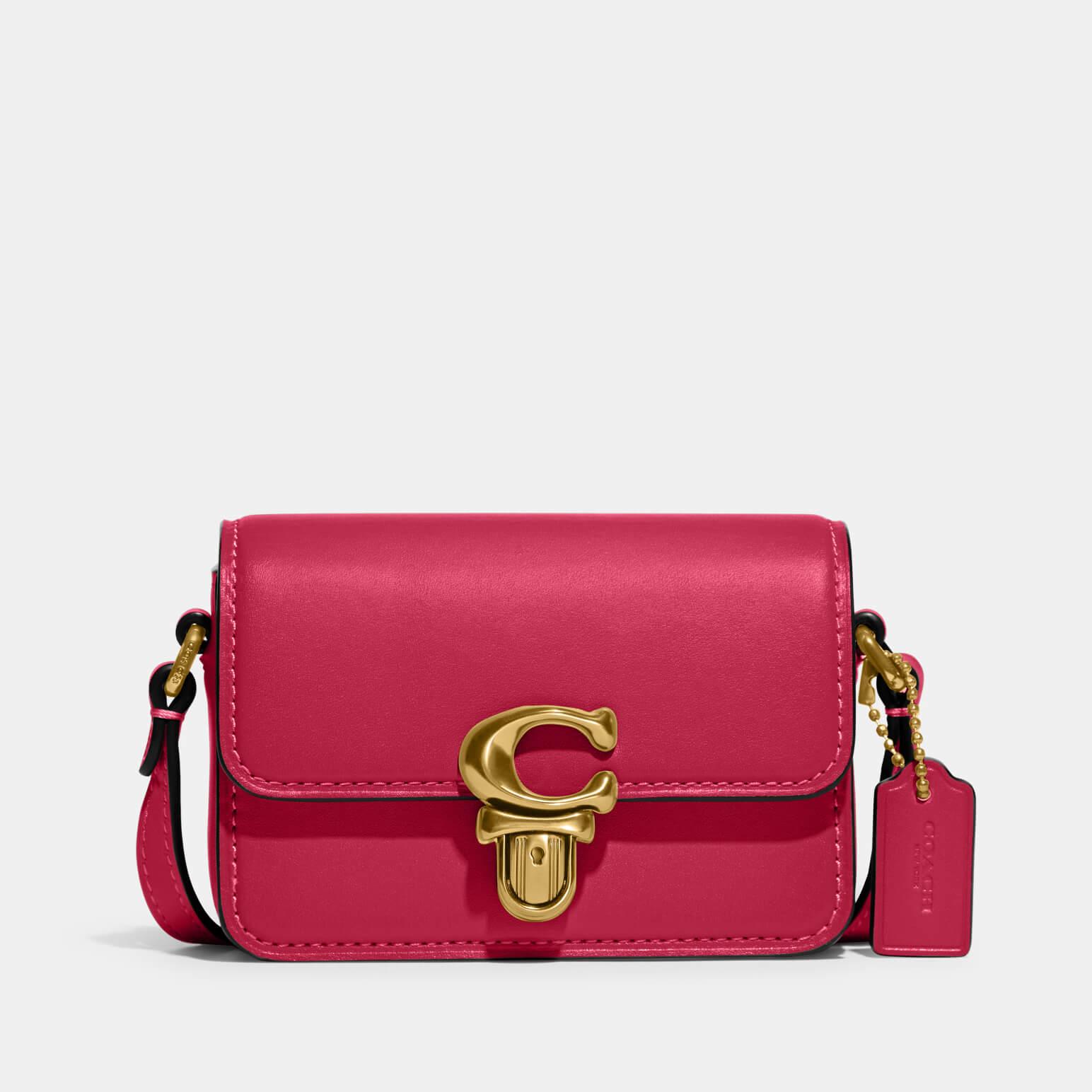 COACH Glovetanned Leather Micro Studio in Red | Lyst