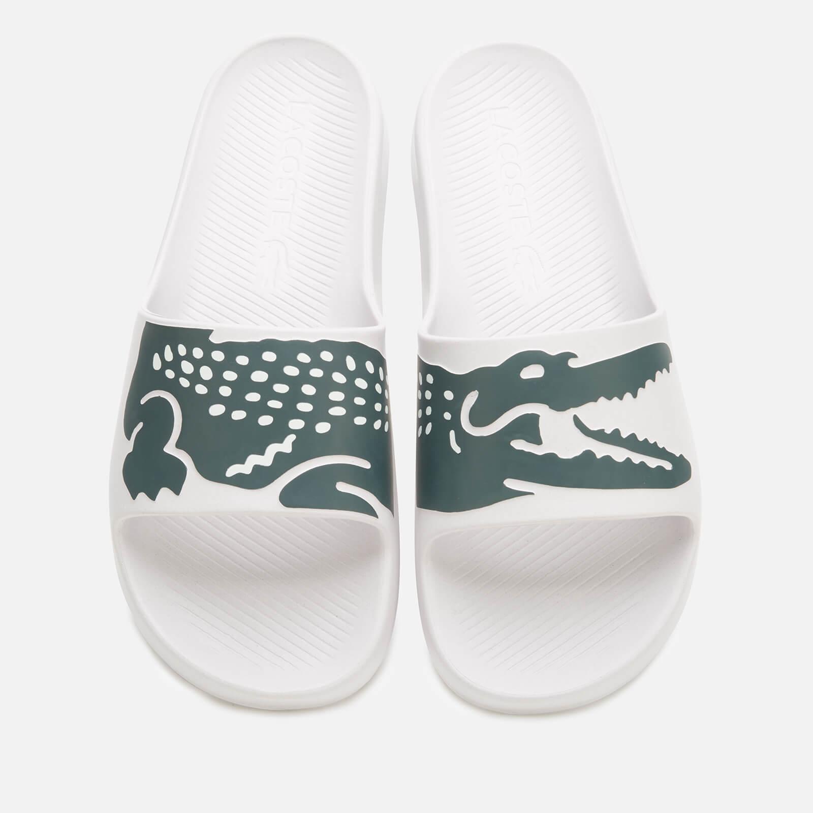 lacoste croco slide white