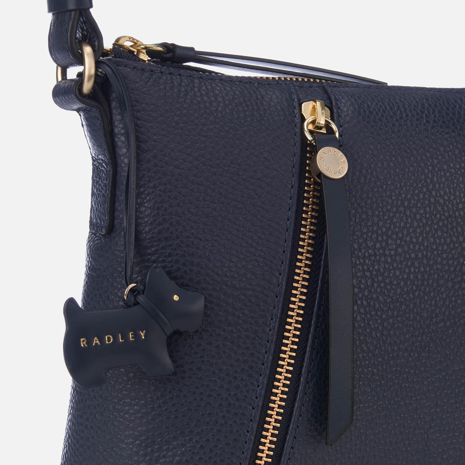 Radley Leather Fountain Road Medium Cross Body Zip Top Bag in Navy