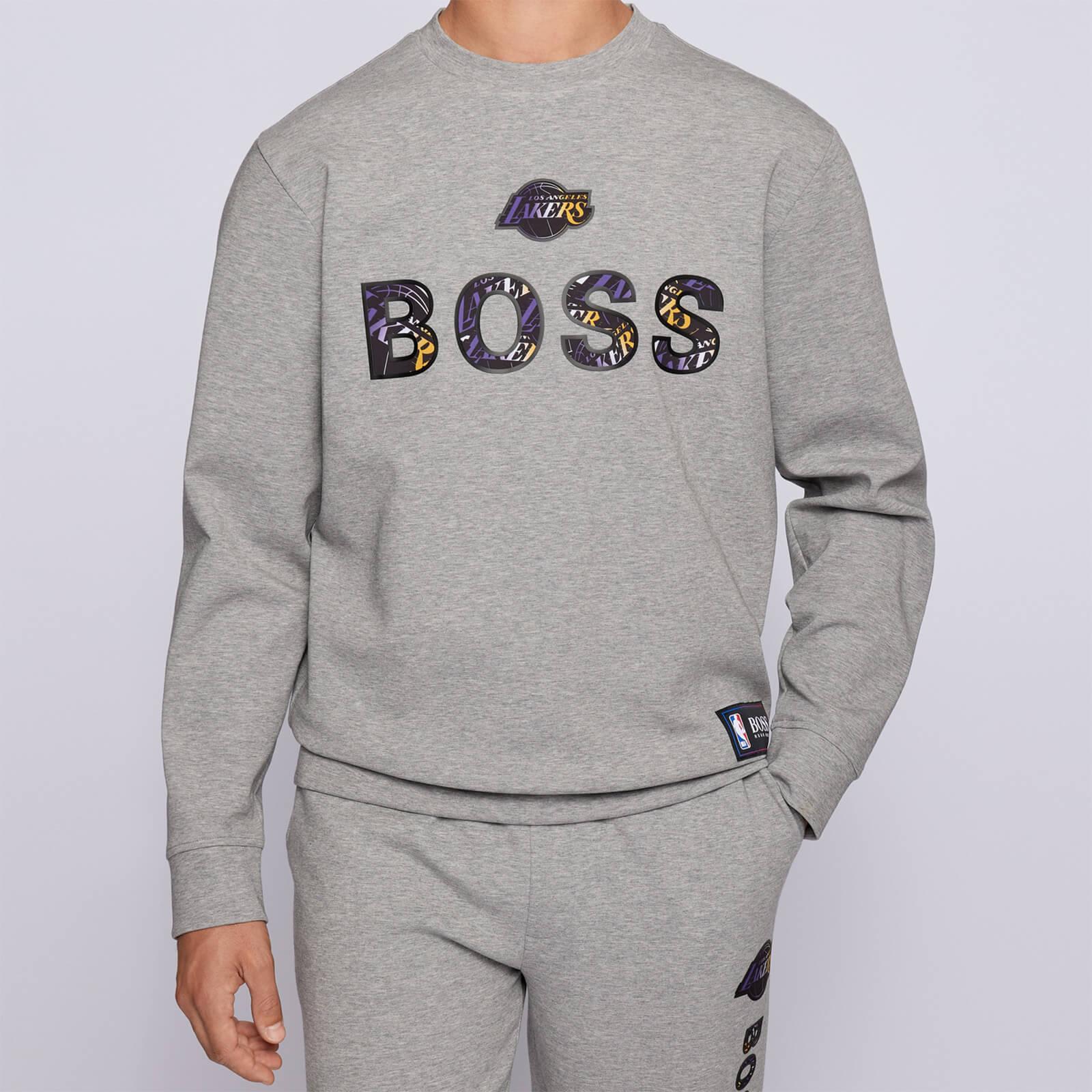 Buy BOSS NBA Heathered Crew-Neck T-shirt with Brand Print, Grey Color Men