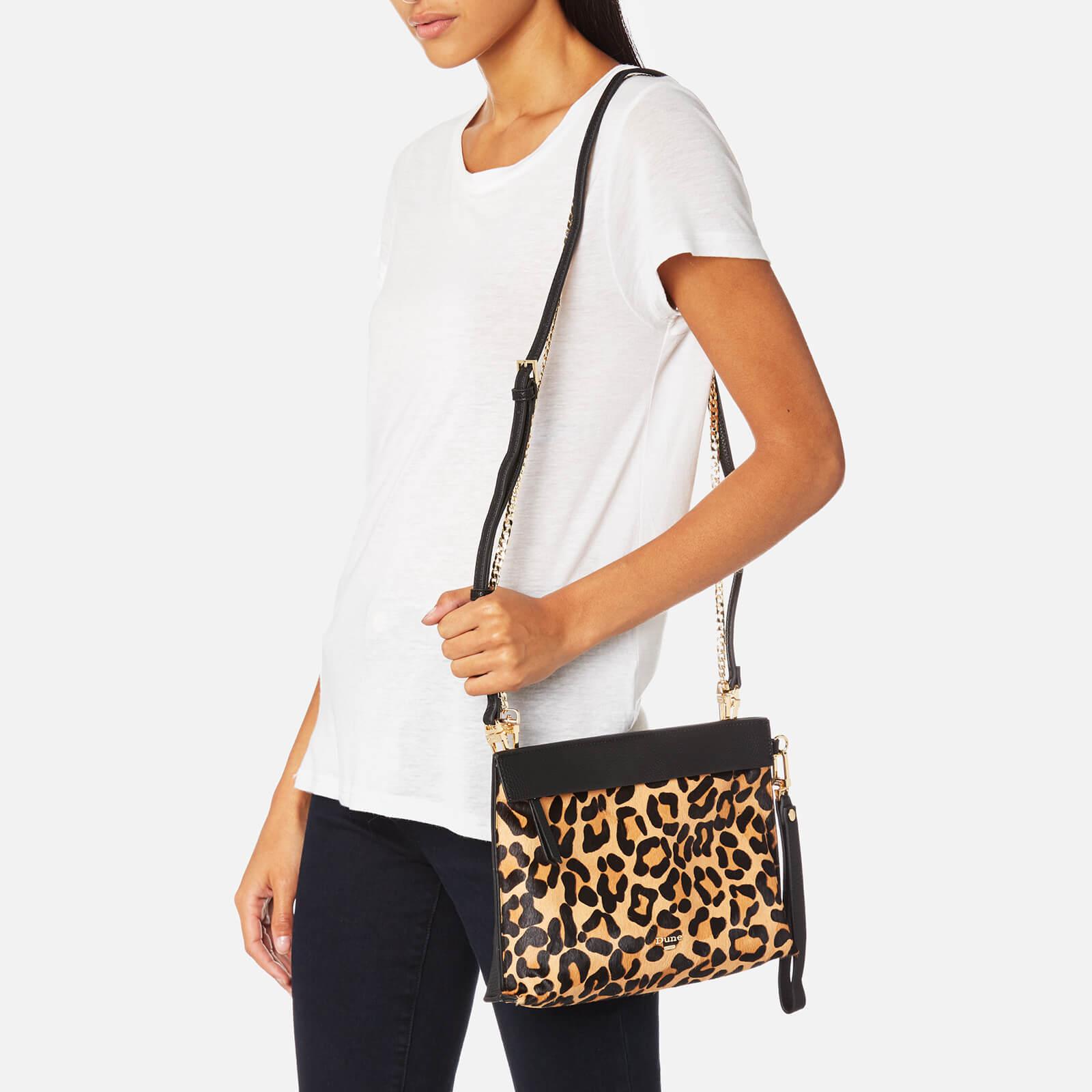 dune leopard print clutch bag