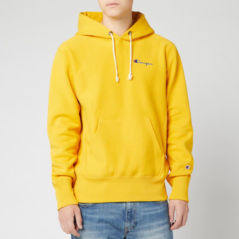Champion Cotton Small Script Hooded Sweatshirt in Yellow for Men - Lyst
