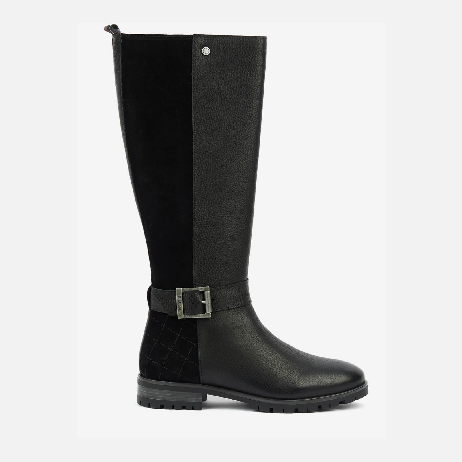 Barbour Alisha Knee High Leather And Suede-blend Boots in Black | Lyst