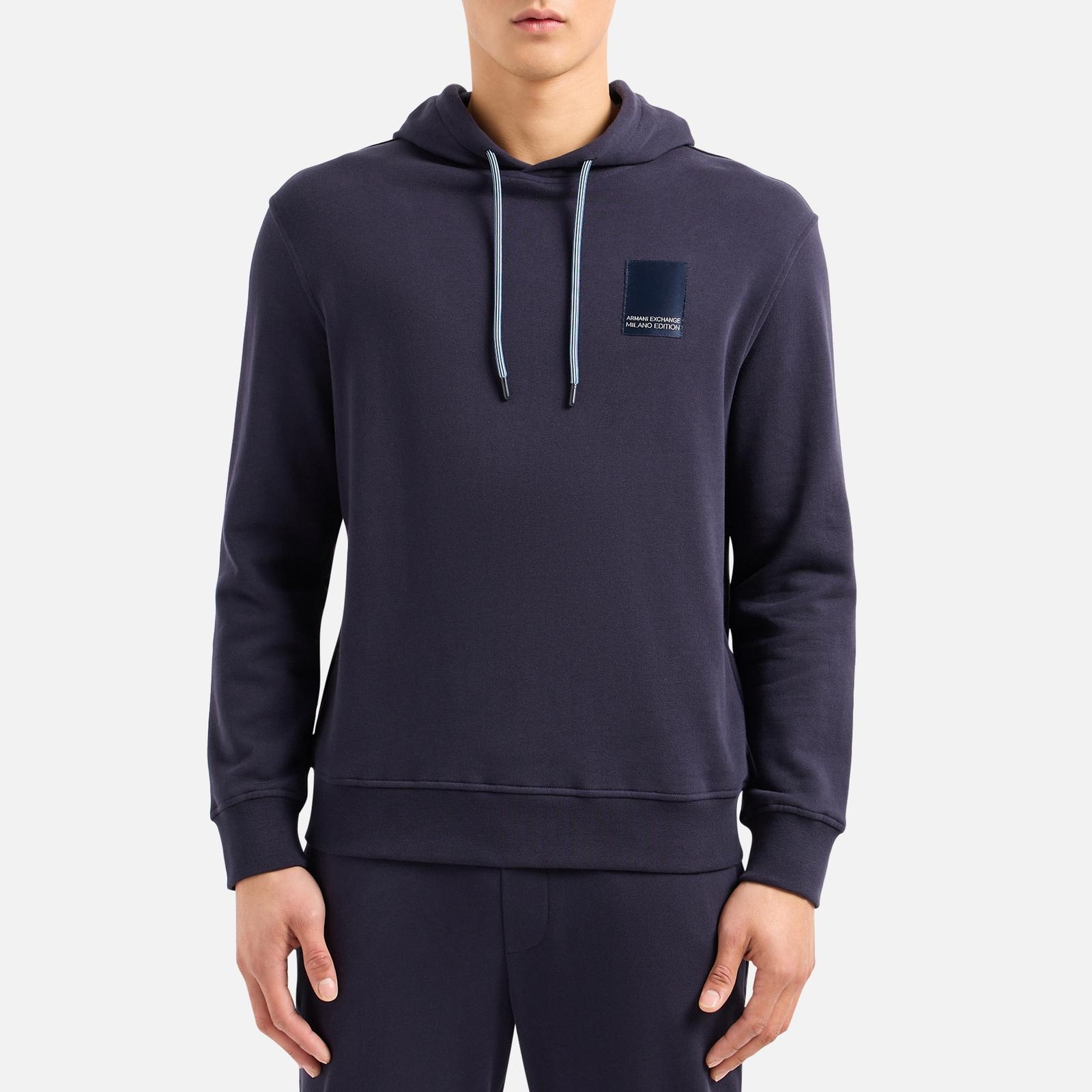 Armani Exchange Milano Edition Logo Cotton jersey Hoodie in Blue for Men Lyst