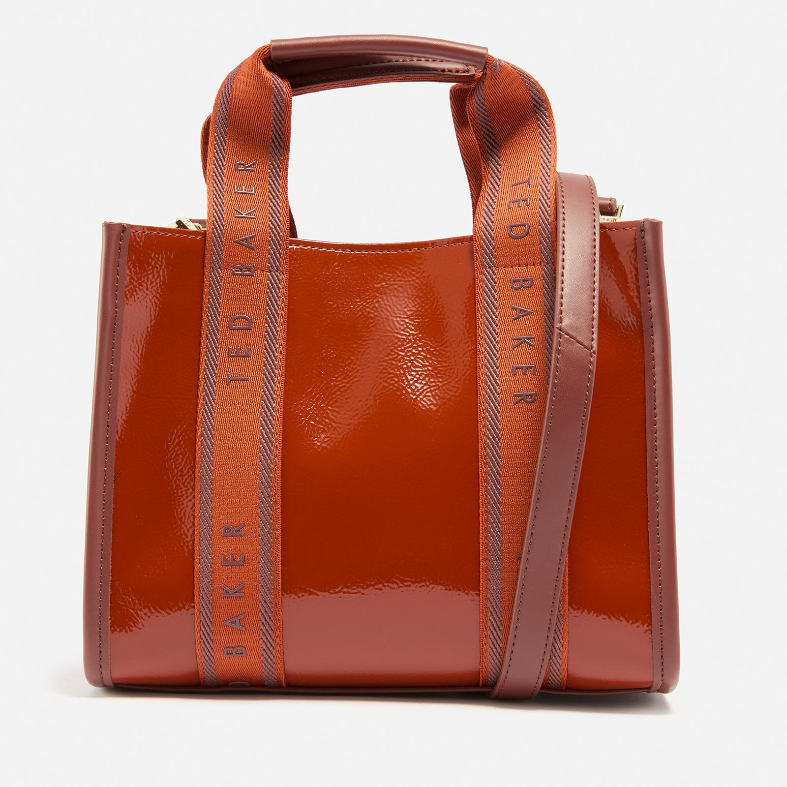 Ted Baker Celiane Faux Patent Leather Tote Bag in Brown