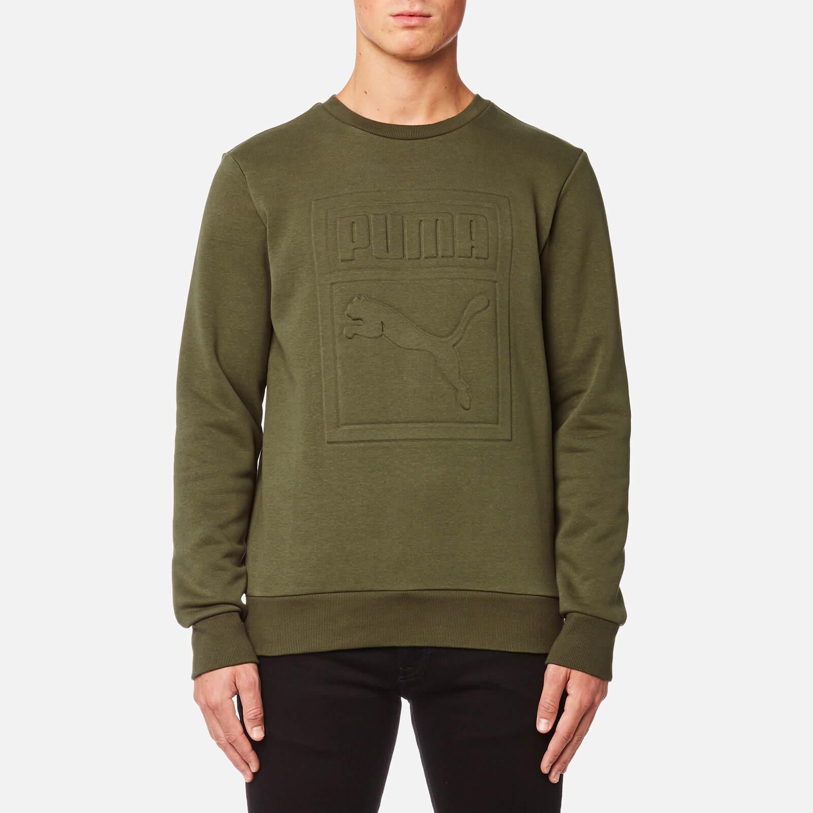 PUMA Cotton Archive Embossed Logo Crew Neck Sweatshirt in Green for Men |  Lyst