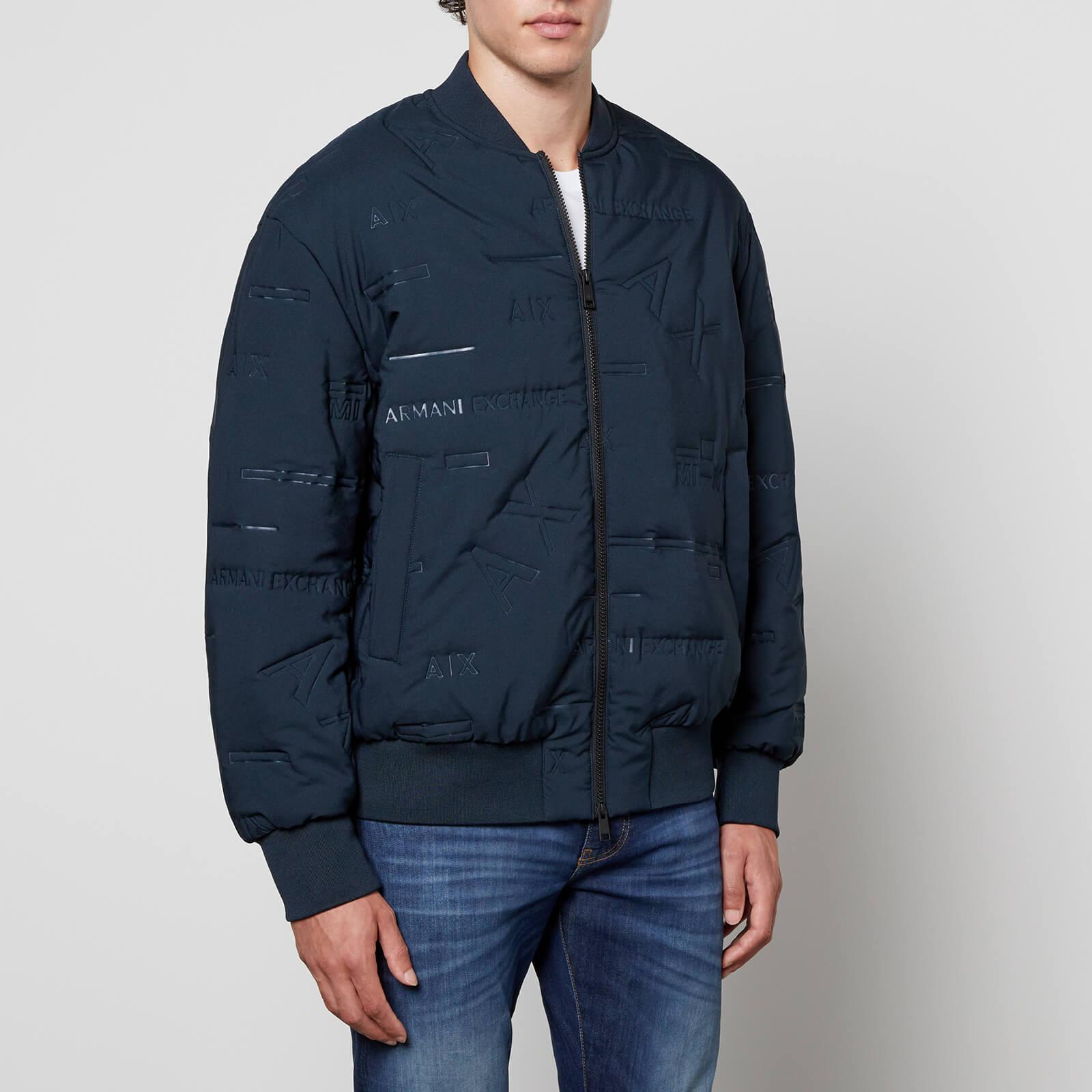 Armani Exchange All-over Logo Shell Bomber Jacket in Blue for Men | Lyst