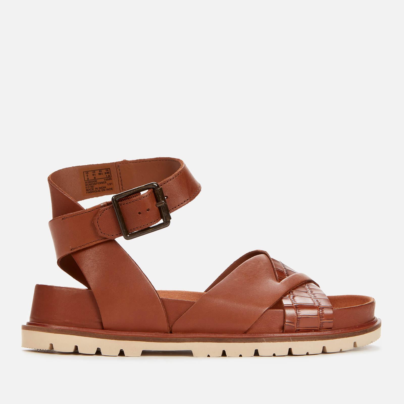 Clarks Orianna Cross Leather Sandals in Brown | Lyst UK
