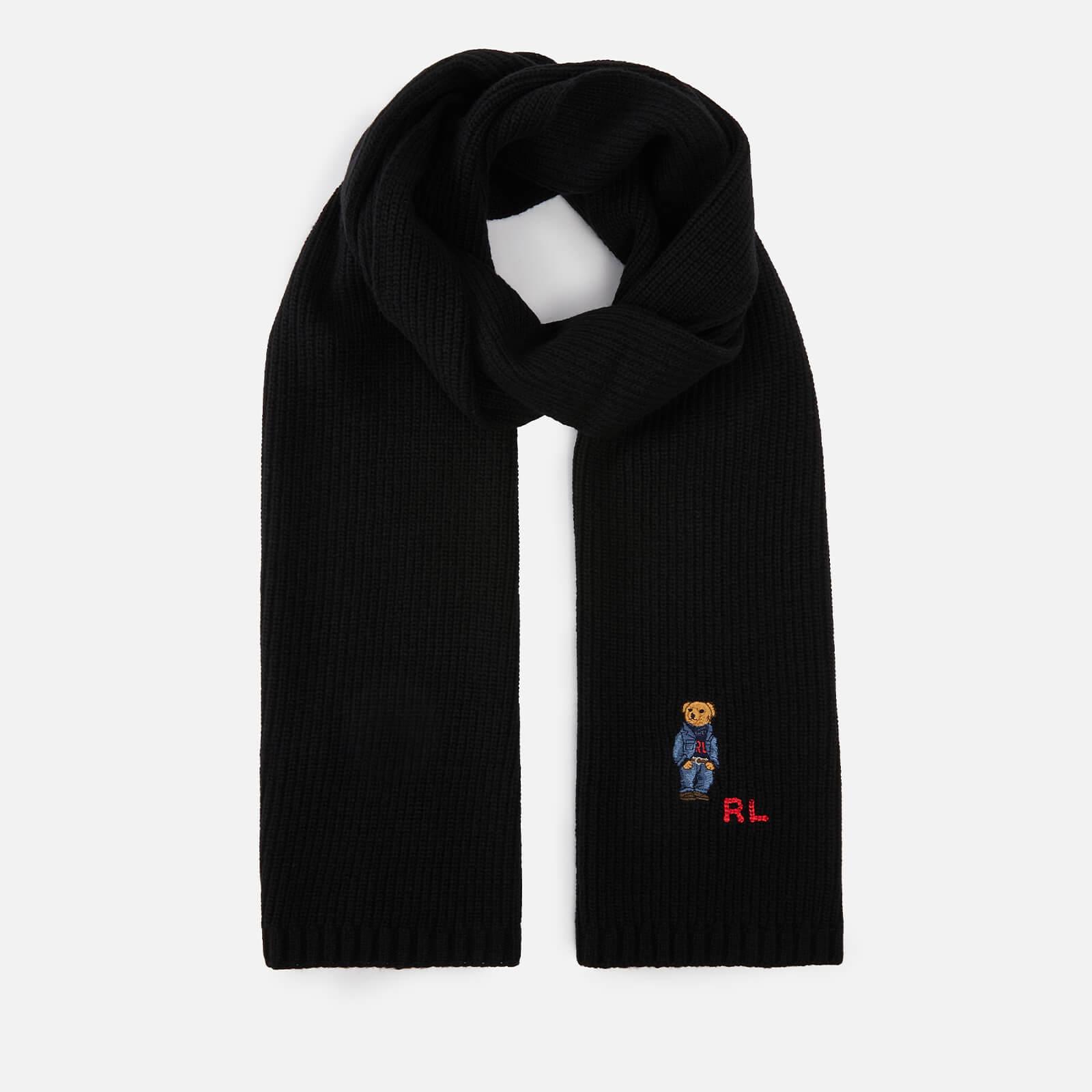 Polo Ralph Lauren Denim Bear Rib-knitted Scarf in Black for Men | Lyst