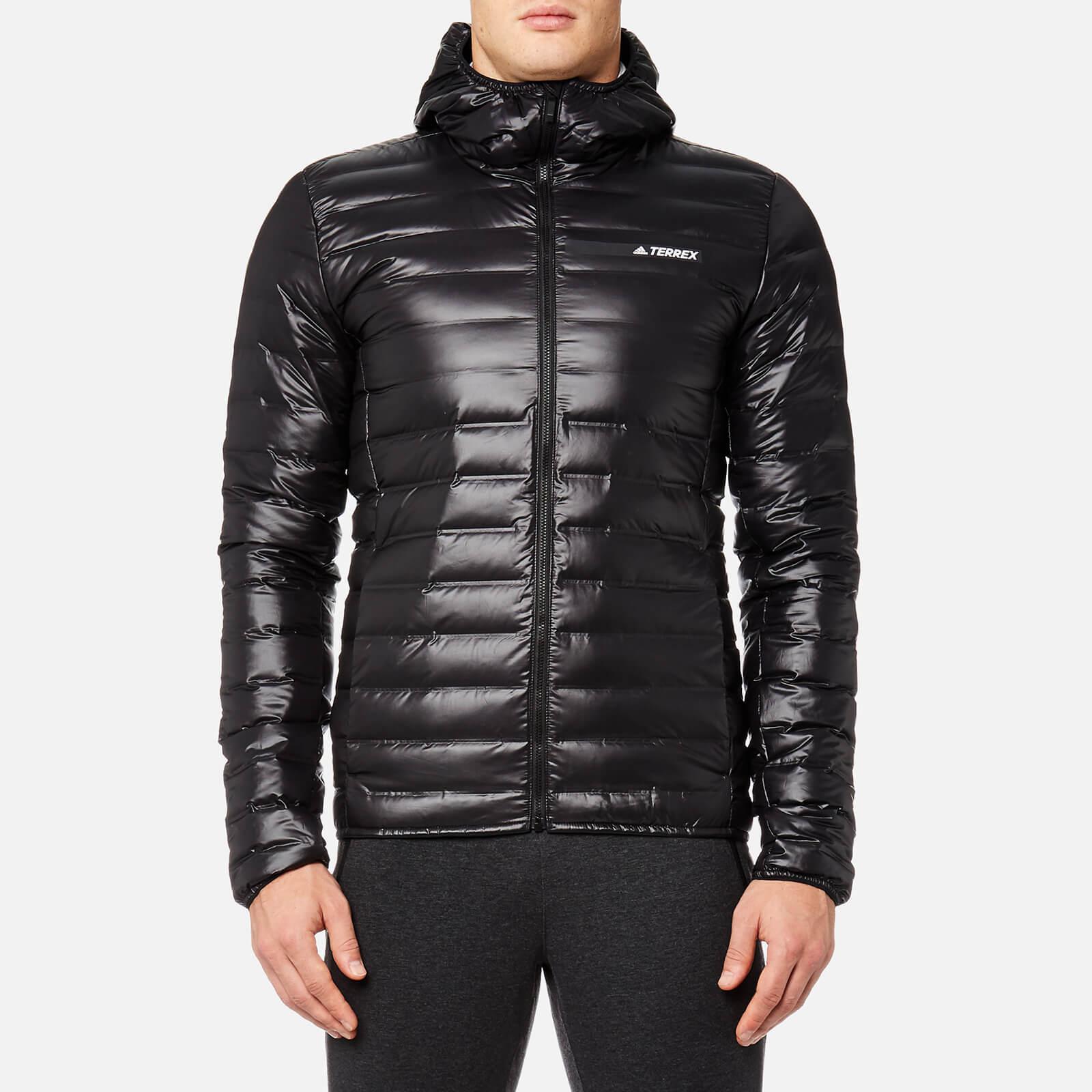adidas Light Down Hooded Jacket in Black for Men - Lyst