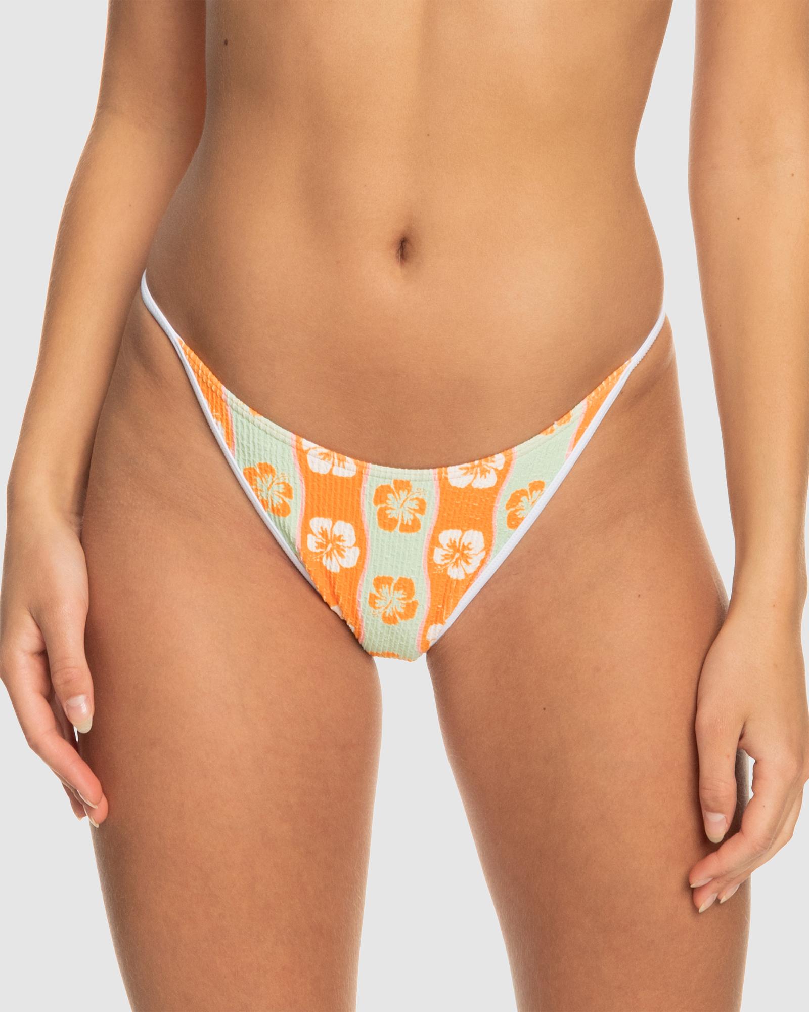 Roxy Wavy Babe Cheeky Bikini Bottoms in Orange