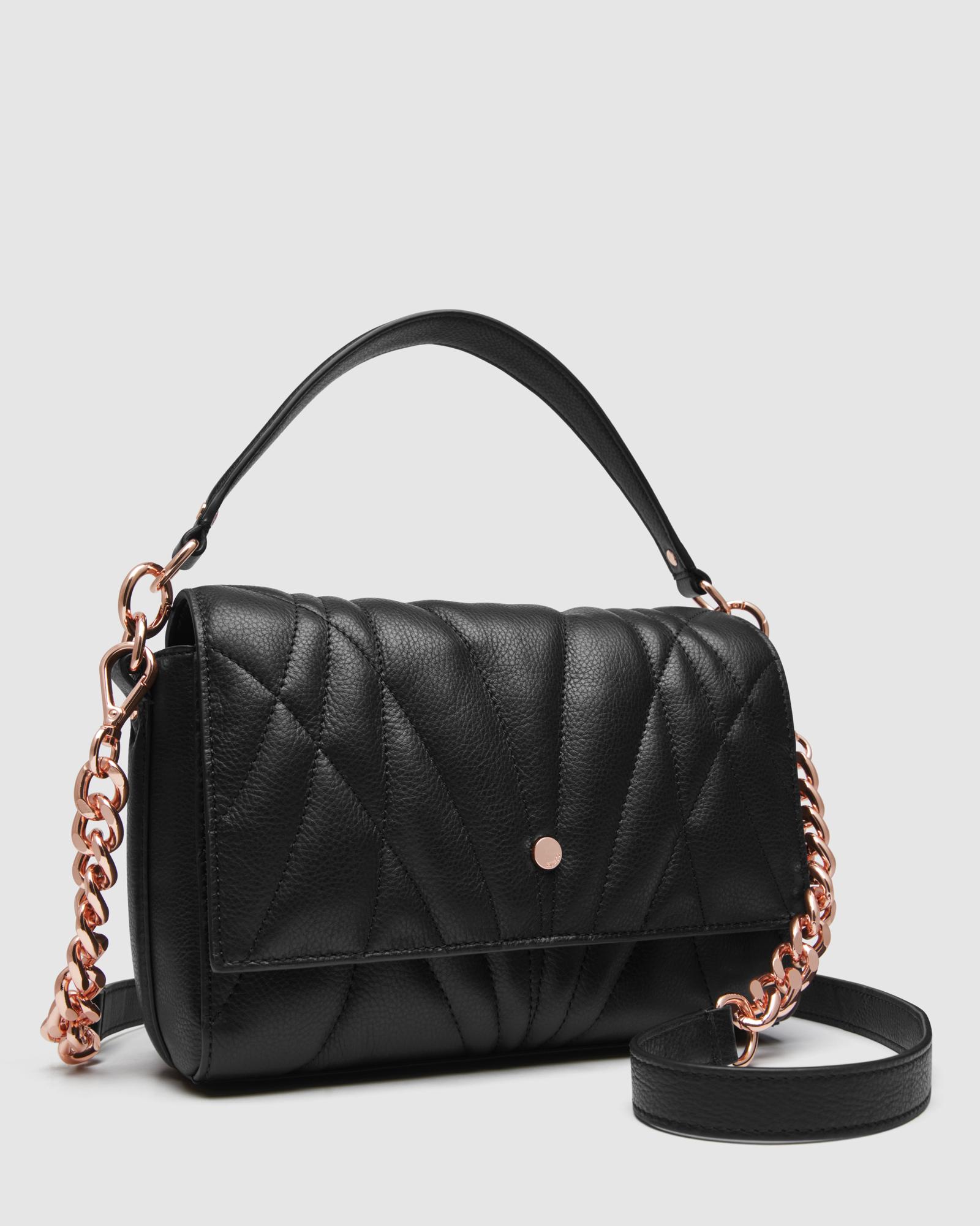Mimco Leather Stitch Flap Over Crossbody Bag in Black Lyst Australia