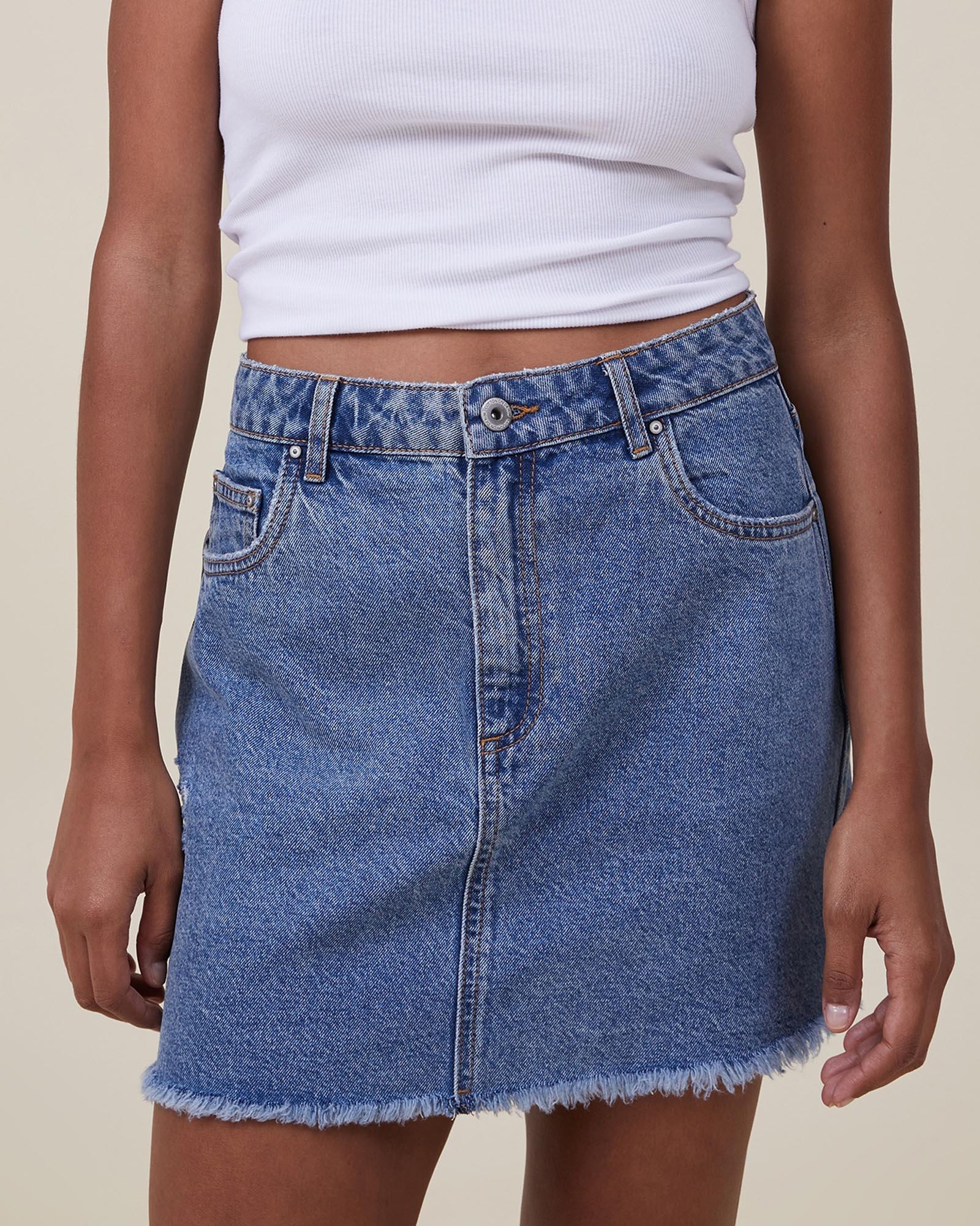 Petite denim hotsell mini skirt