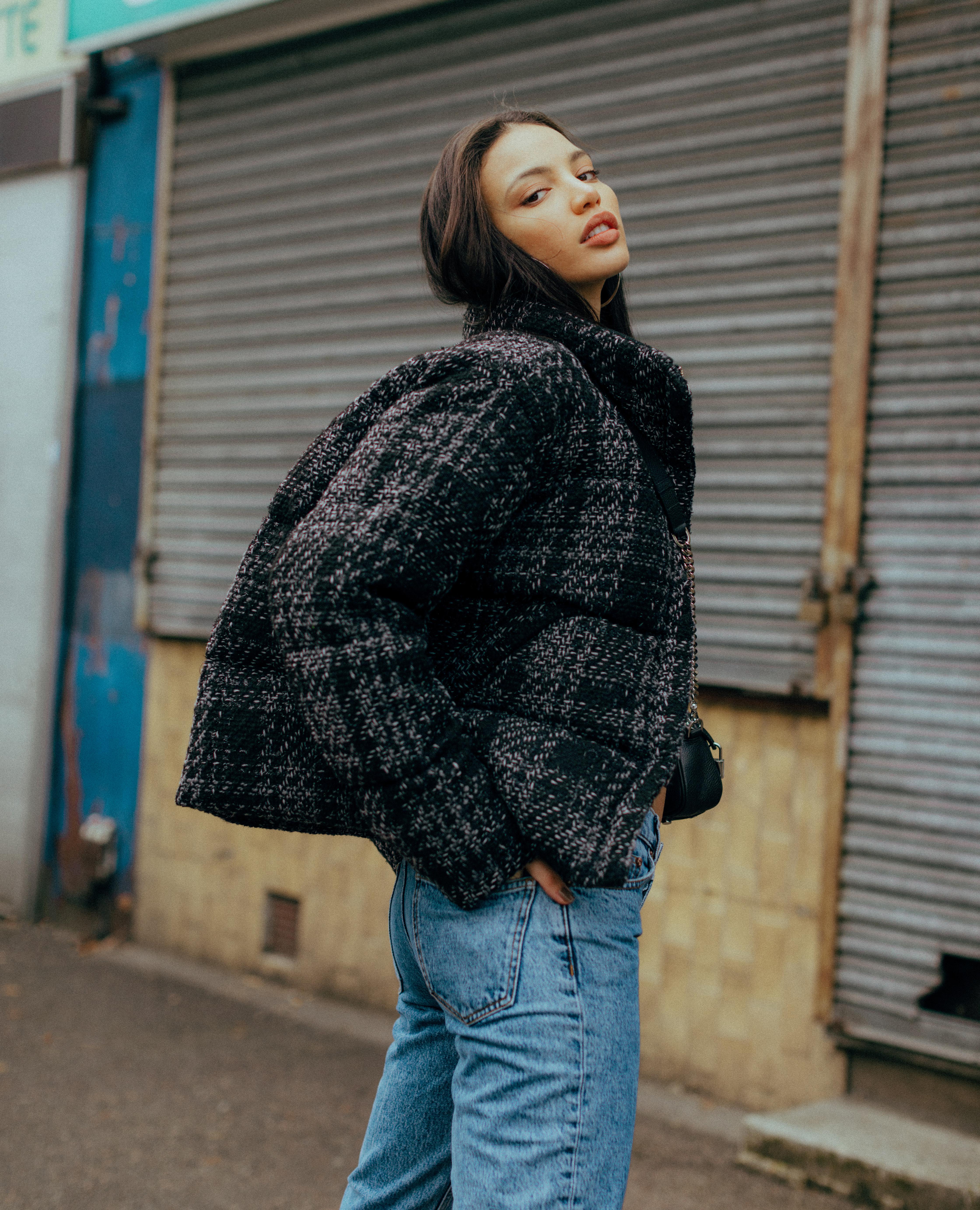 tweed puffer jacket