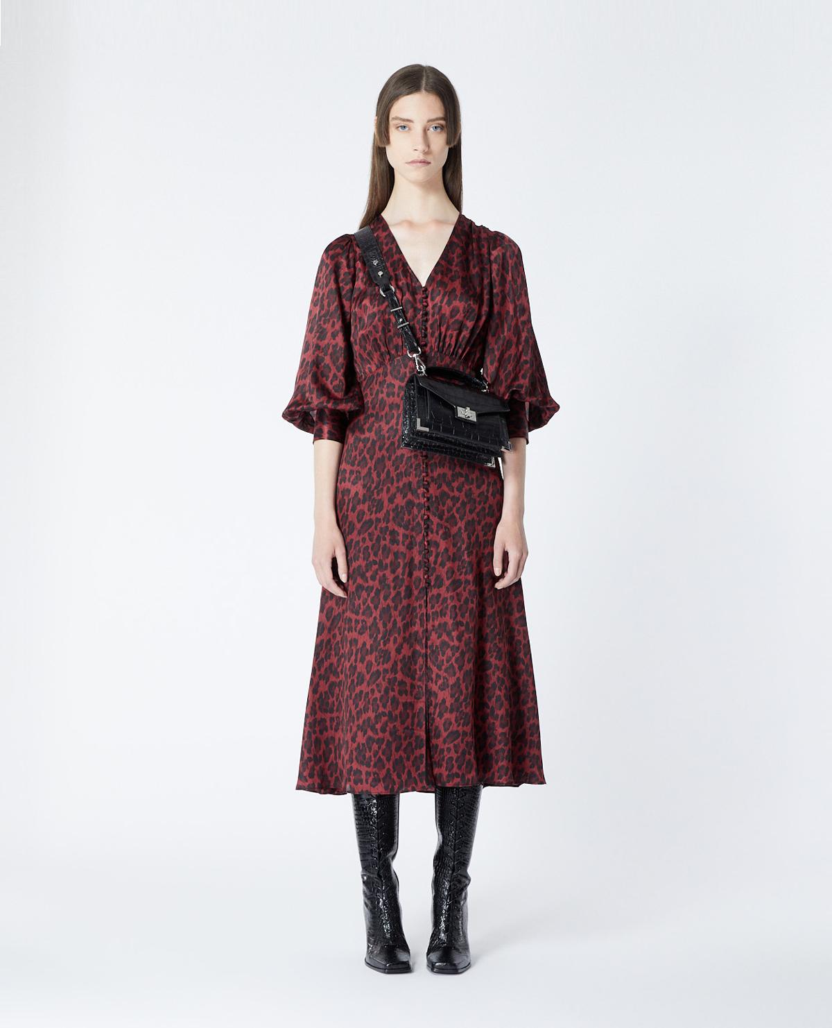 Robe longue bordeaux motif leopard The Kooples en coloris Rouge | Lyst