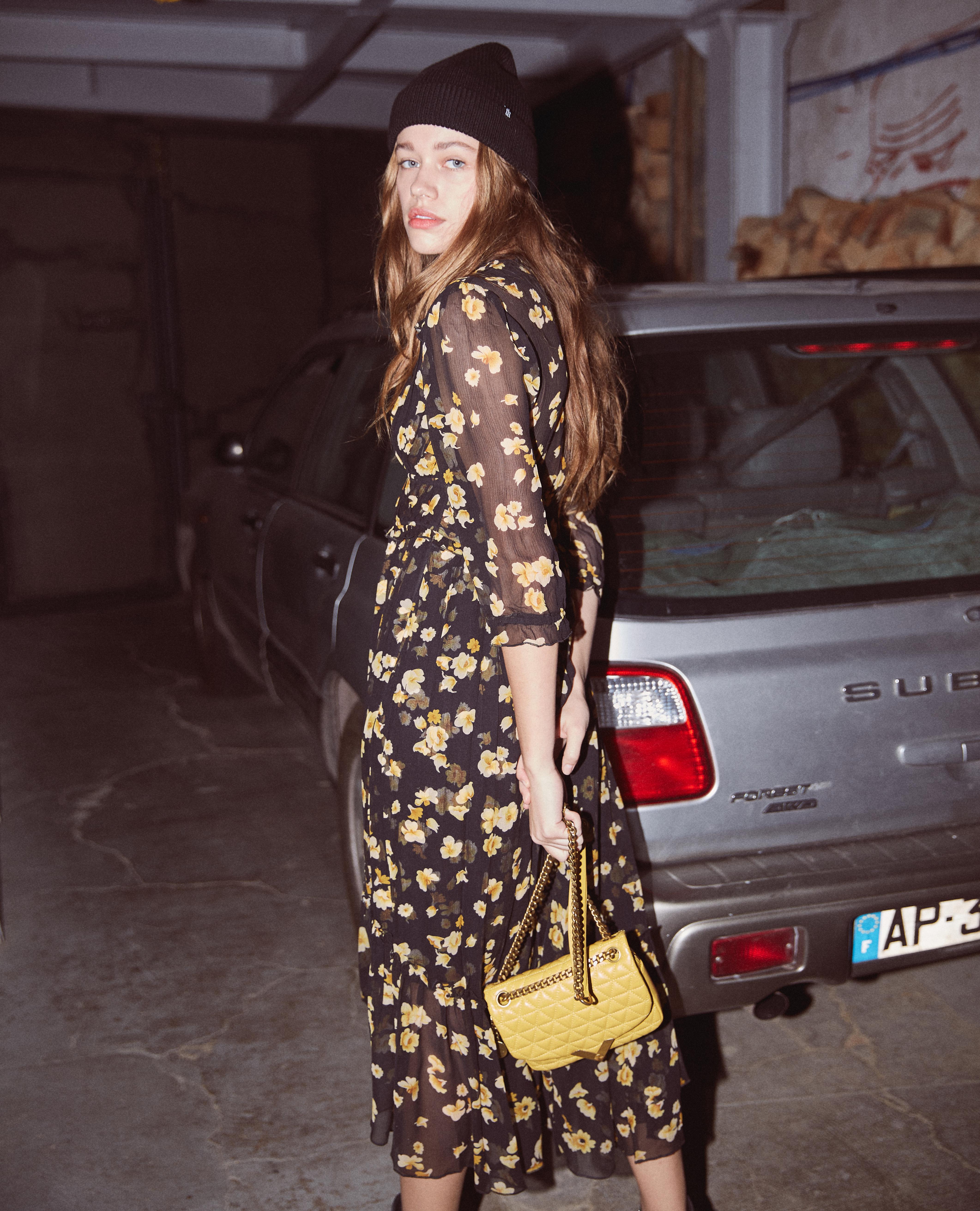 the kooples gold leaf printed maxi