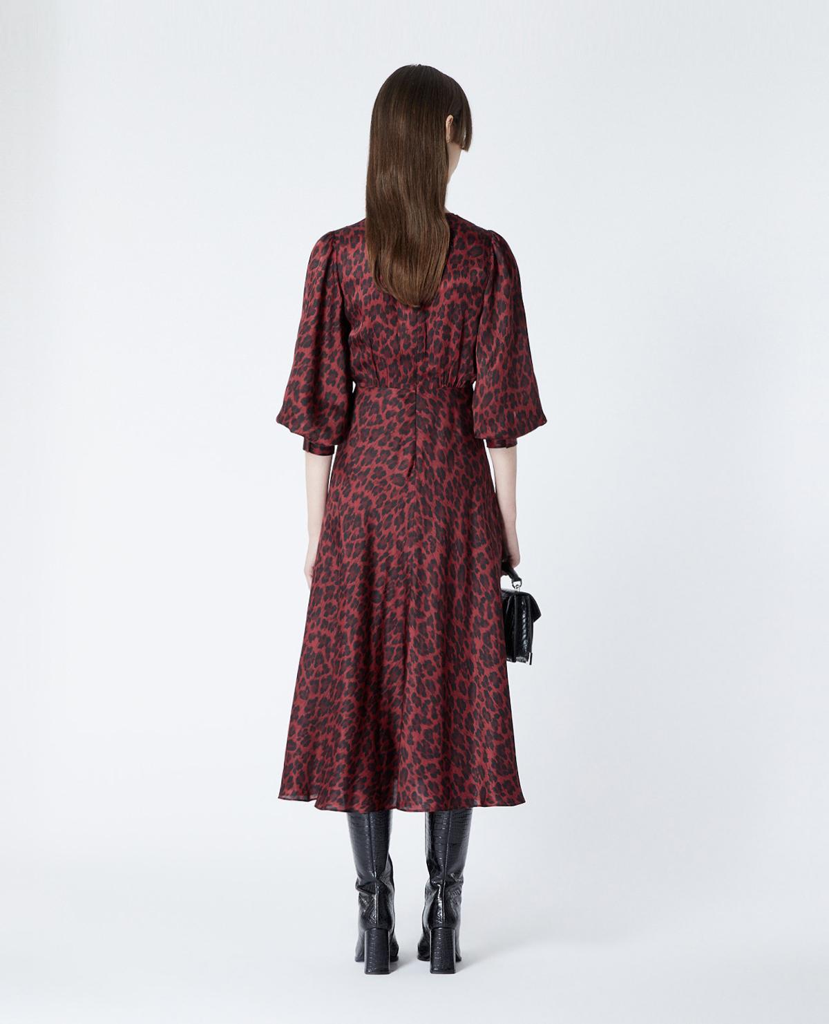 Robe longue bordeaux motif leopard The Kooples en coloris Rouge | Lyst