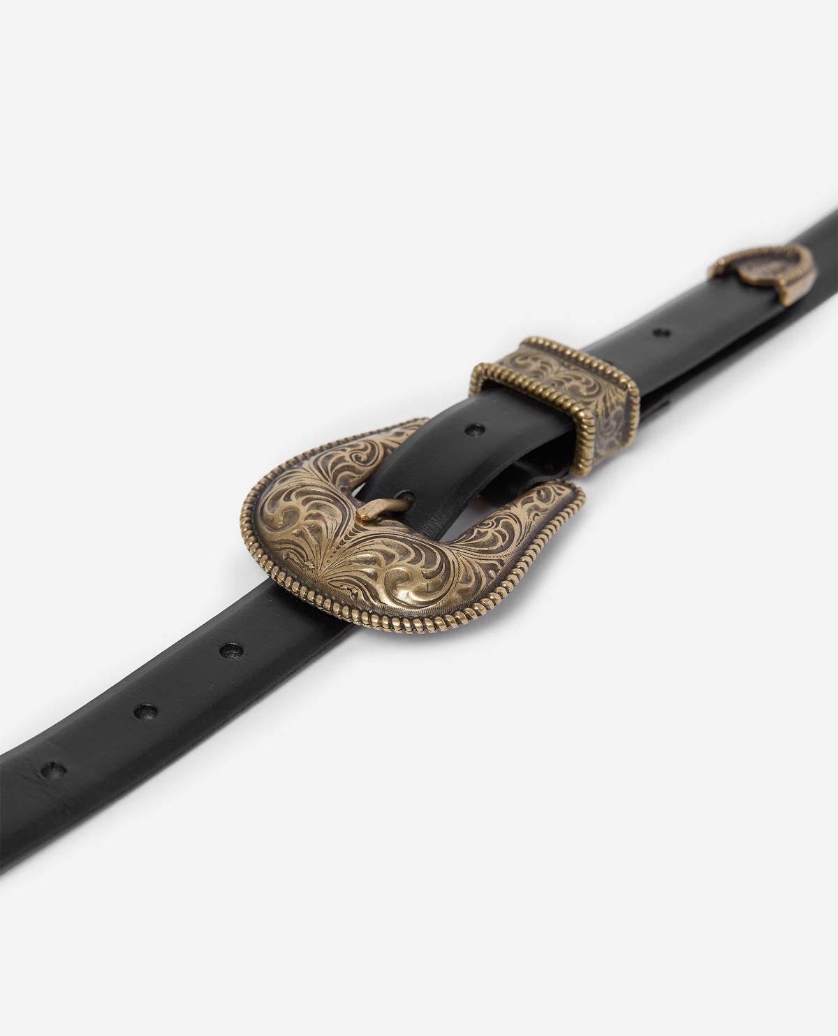 The Kooples Black And Gold Leather Belt 