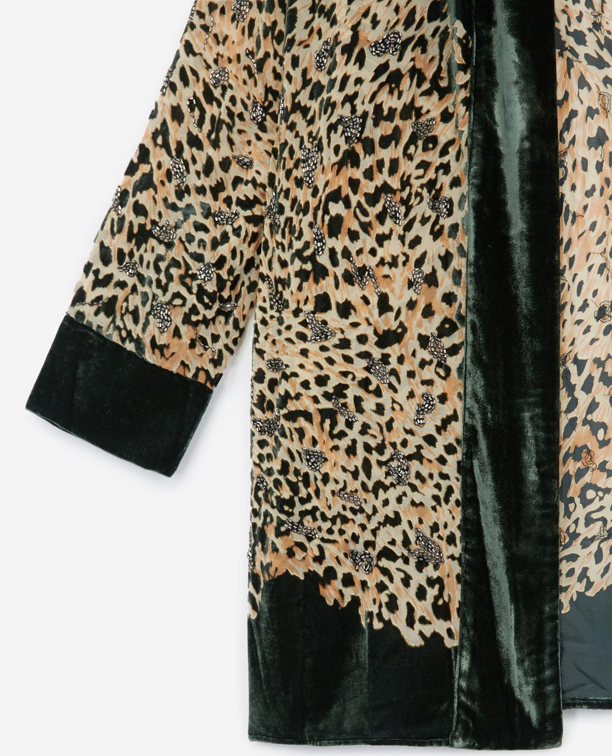 The Kooples Synthetic Velvet Print Kimono With Leopard Embroidery - Lyst