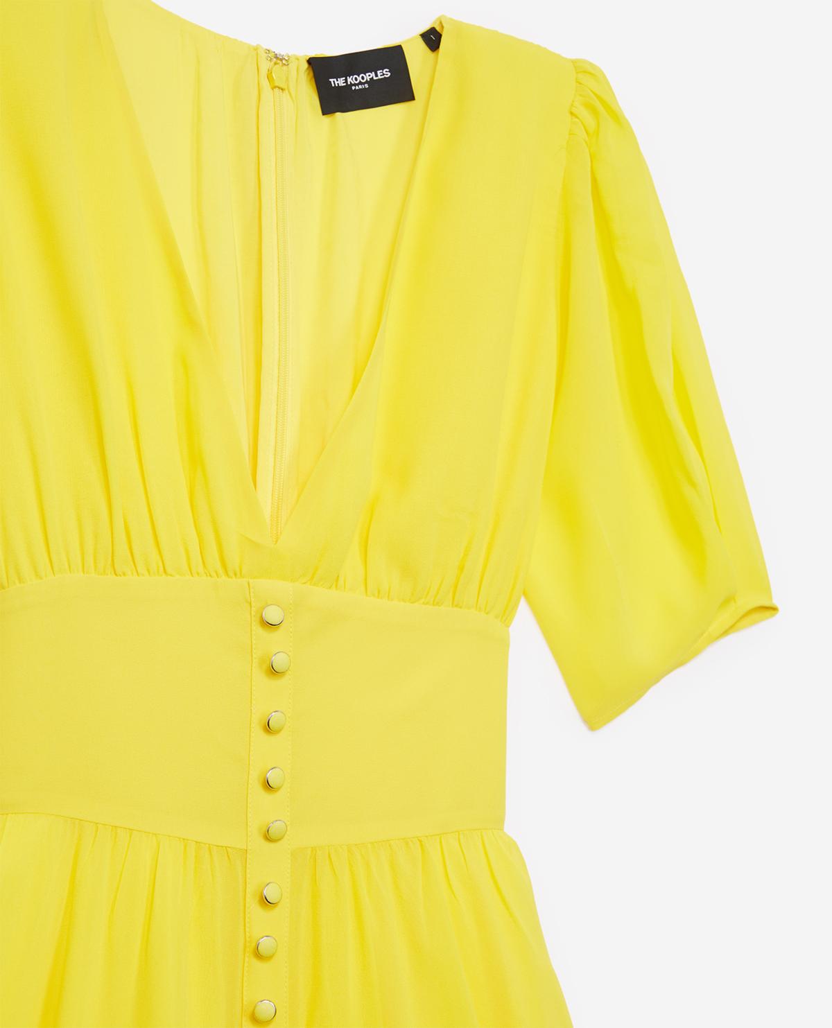 long yellow silk dress
