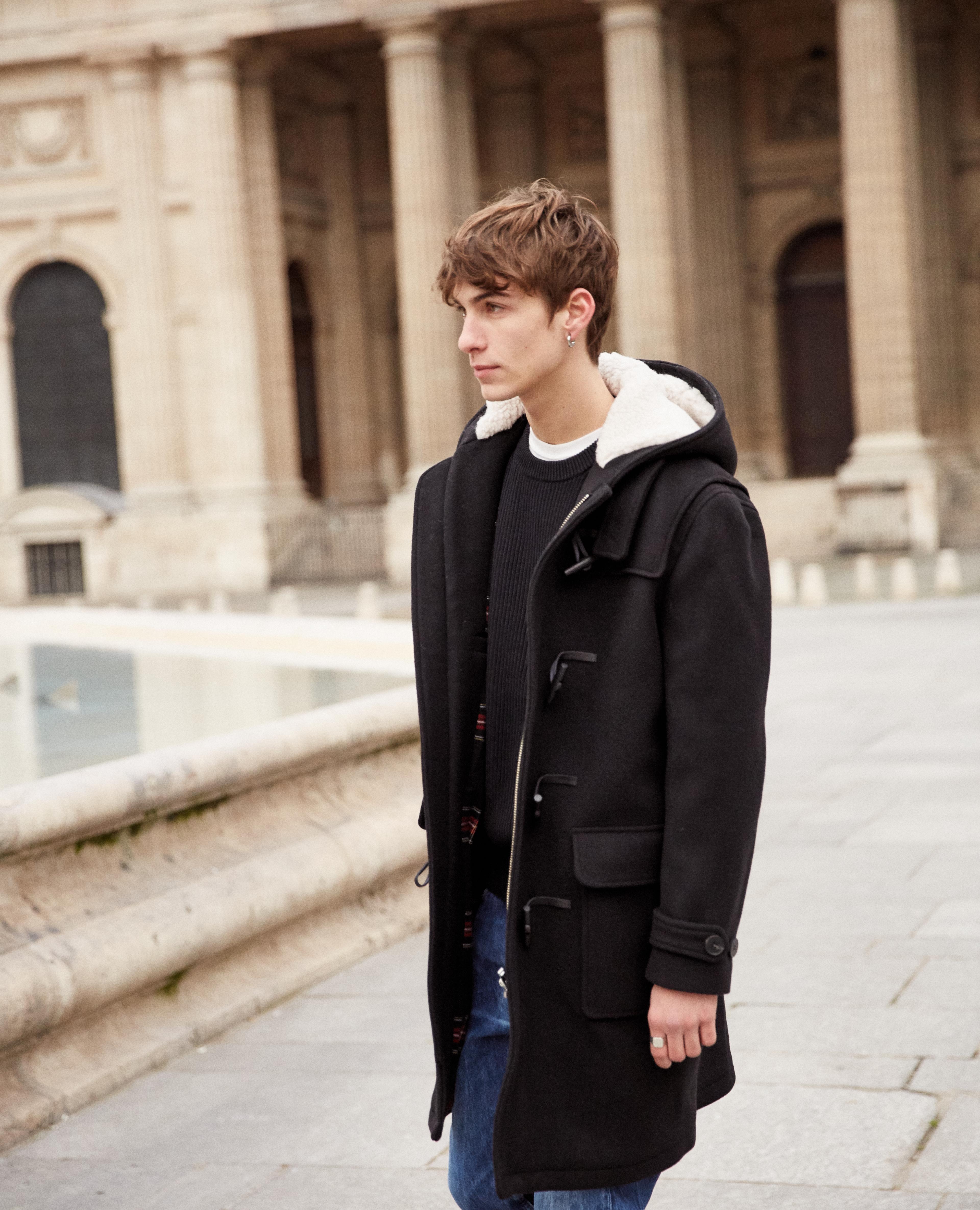black duffle coat