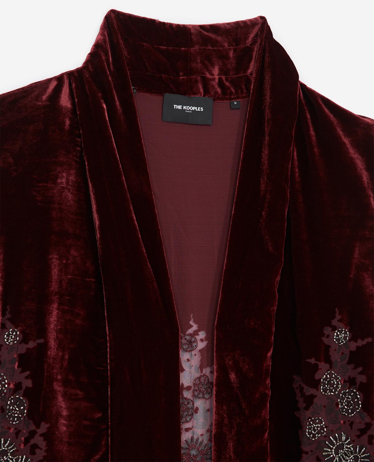 Kimono burdeos de terciopelo, flores bordadas The Kooples de Denim de color  Negro | Lyst