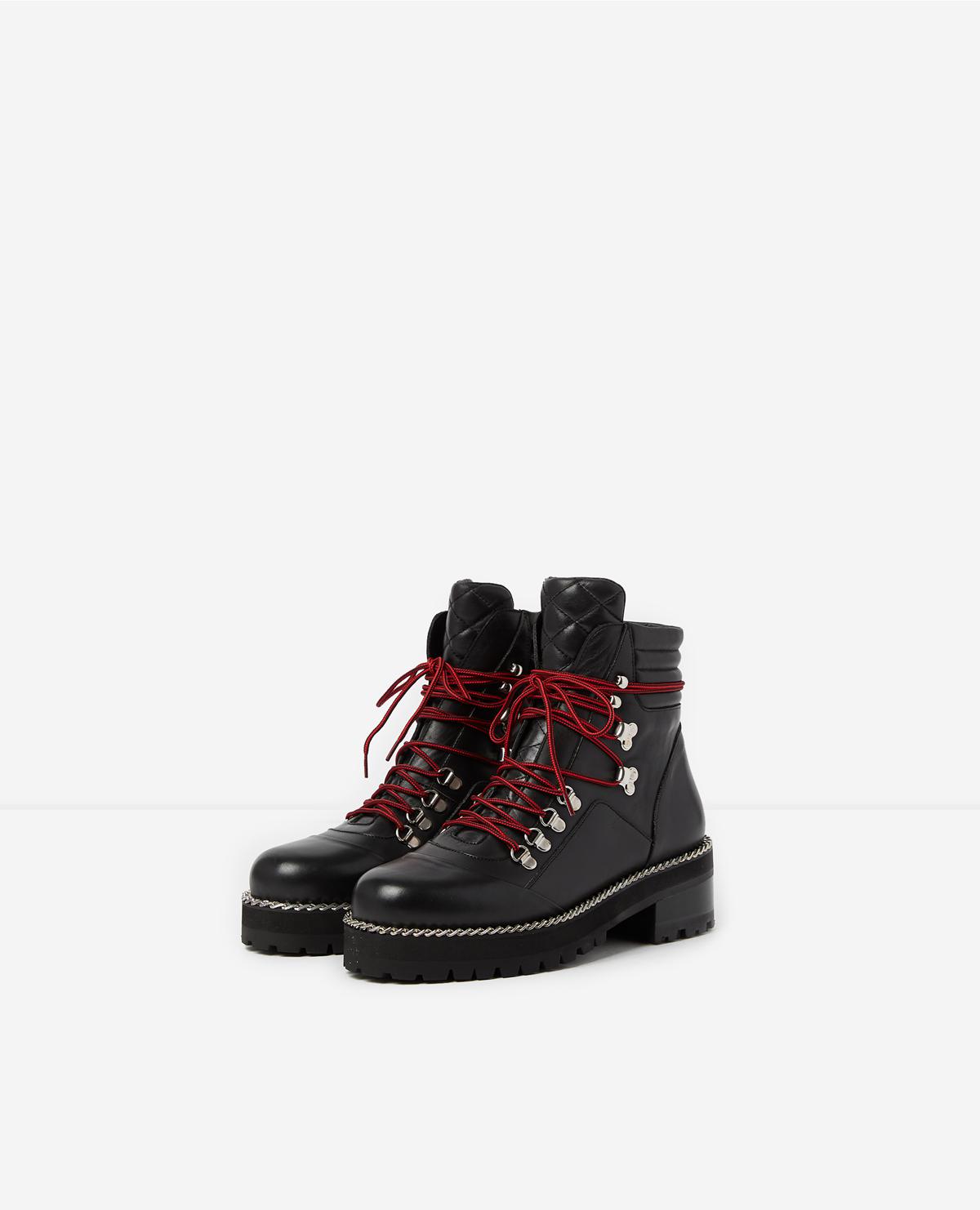 The Kooples Leather Snow Boots in Black 