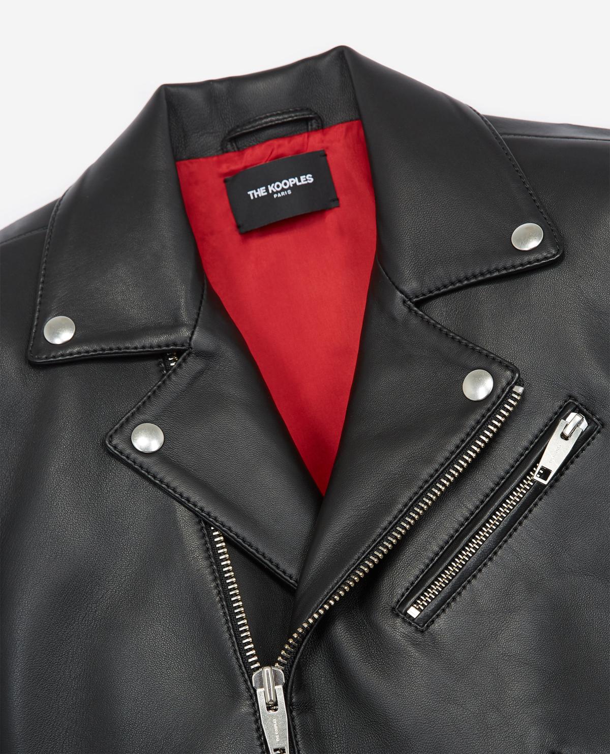 The Kooples Leather Black Biker Jacket With Shoulder Pads Lyst The Kooples Leather Black Biker Jacket