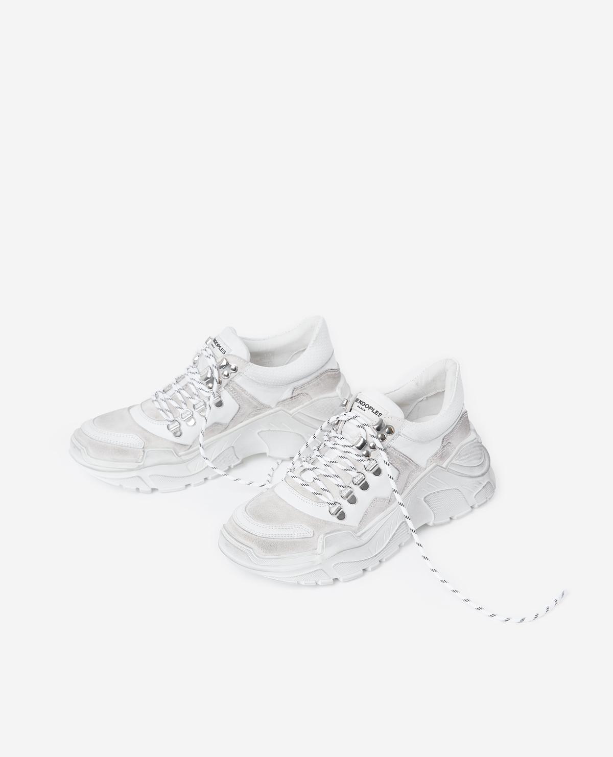 white leather platform trainers
