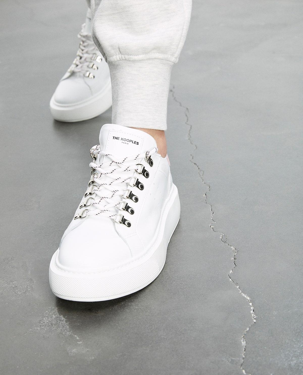 Baskets blanches cuir à détails roses The Kooples en coloris Blanc | Lyst