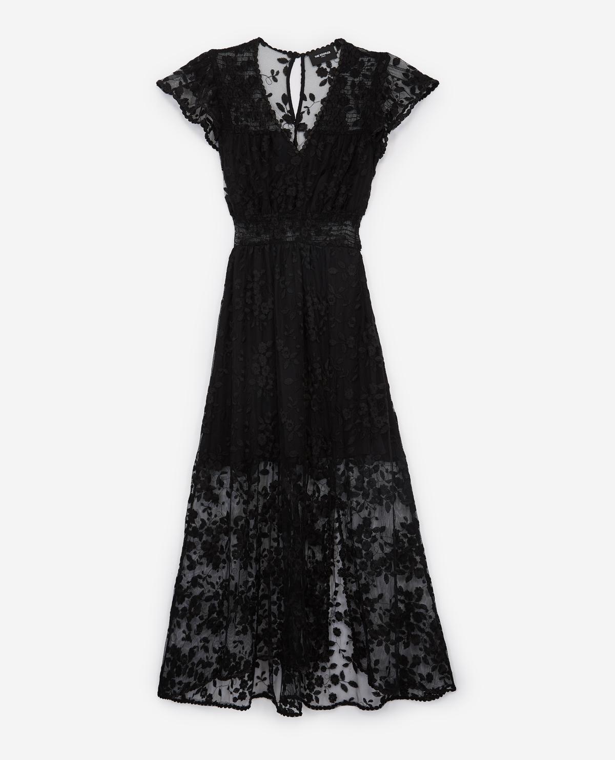 Robe longue noire dentelle all-over The Kooples en coloris Noir | Lyst
